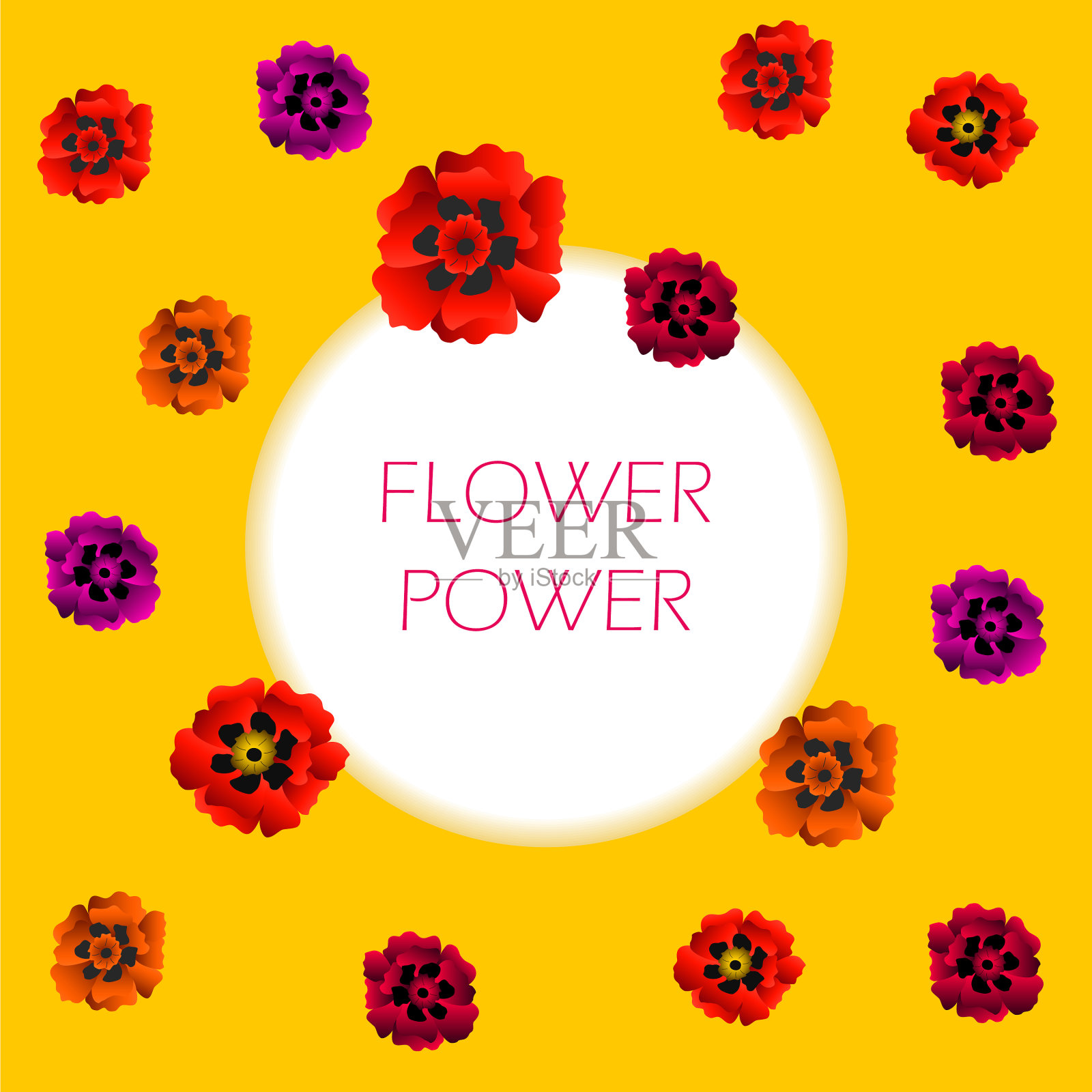 花力量海报插画图片素材