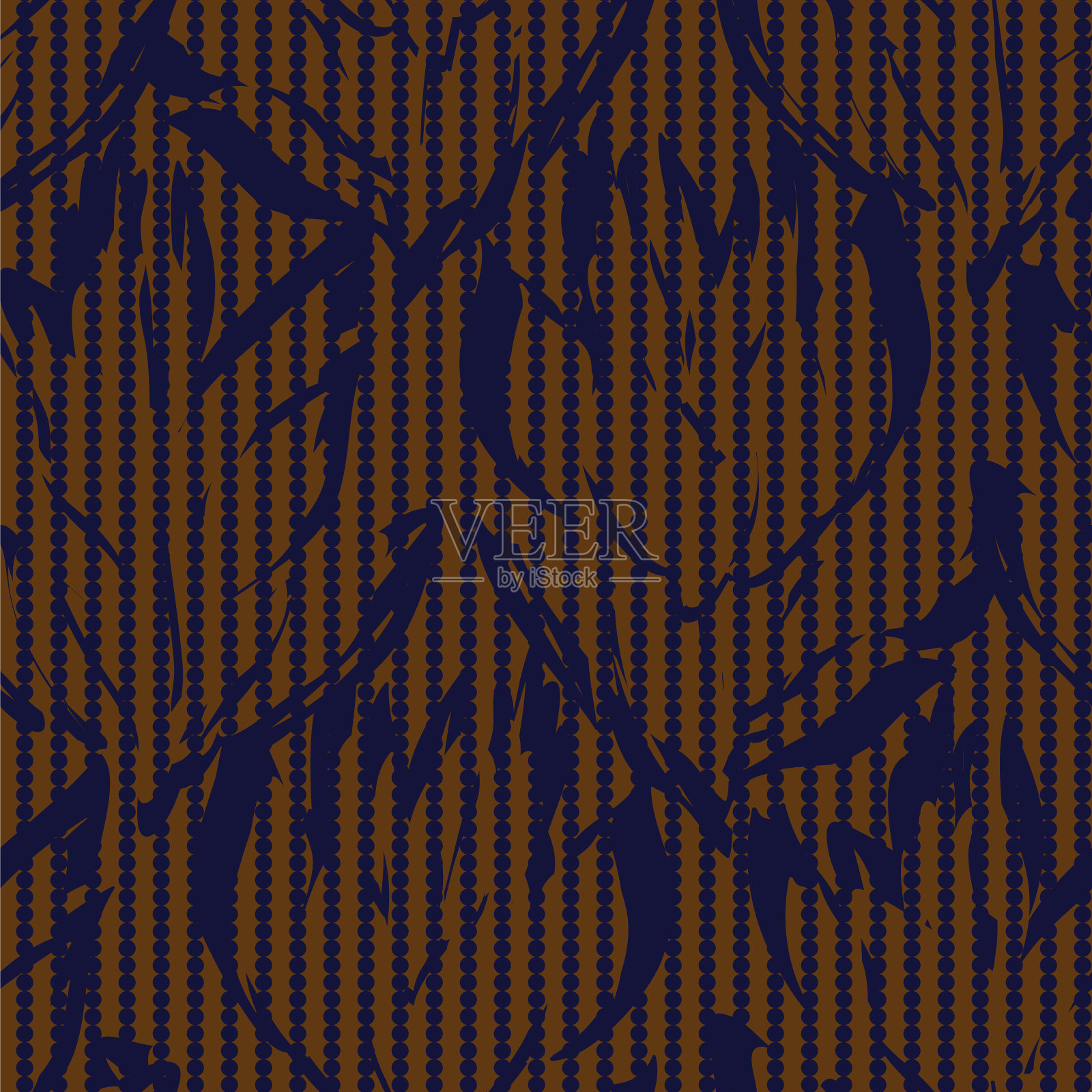 带条纹的棕色花无缝图案插画图片素材