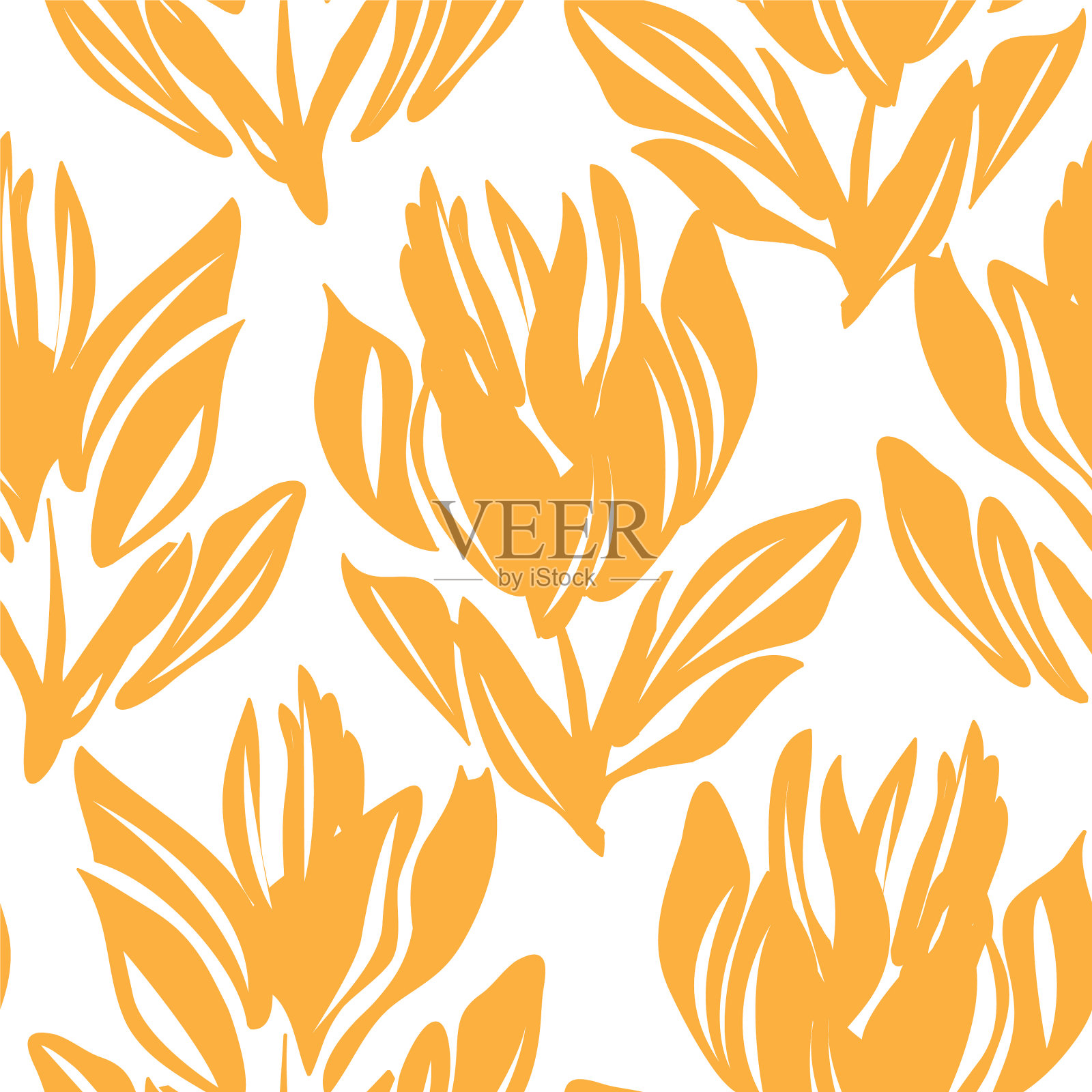 橙色花卉无缝图案背景插画图片素材