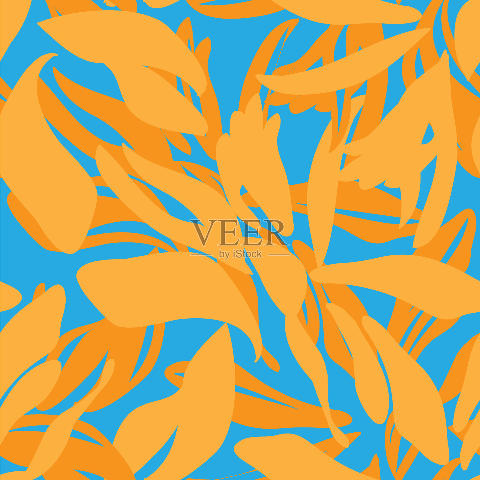 橙色花卉无缝图案背景插画图片素材