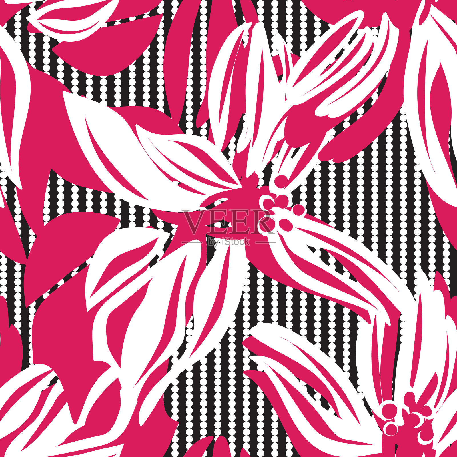 紫色花无缝模式与条纹插画图片素材