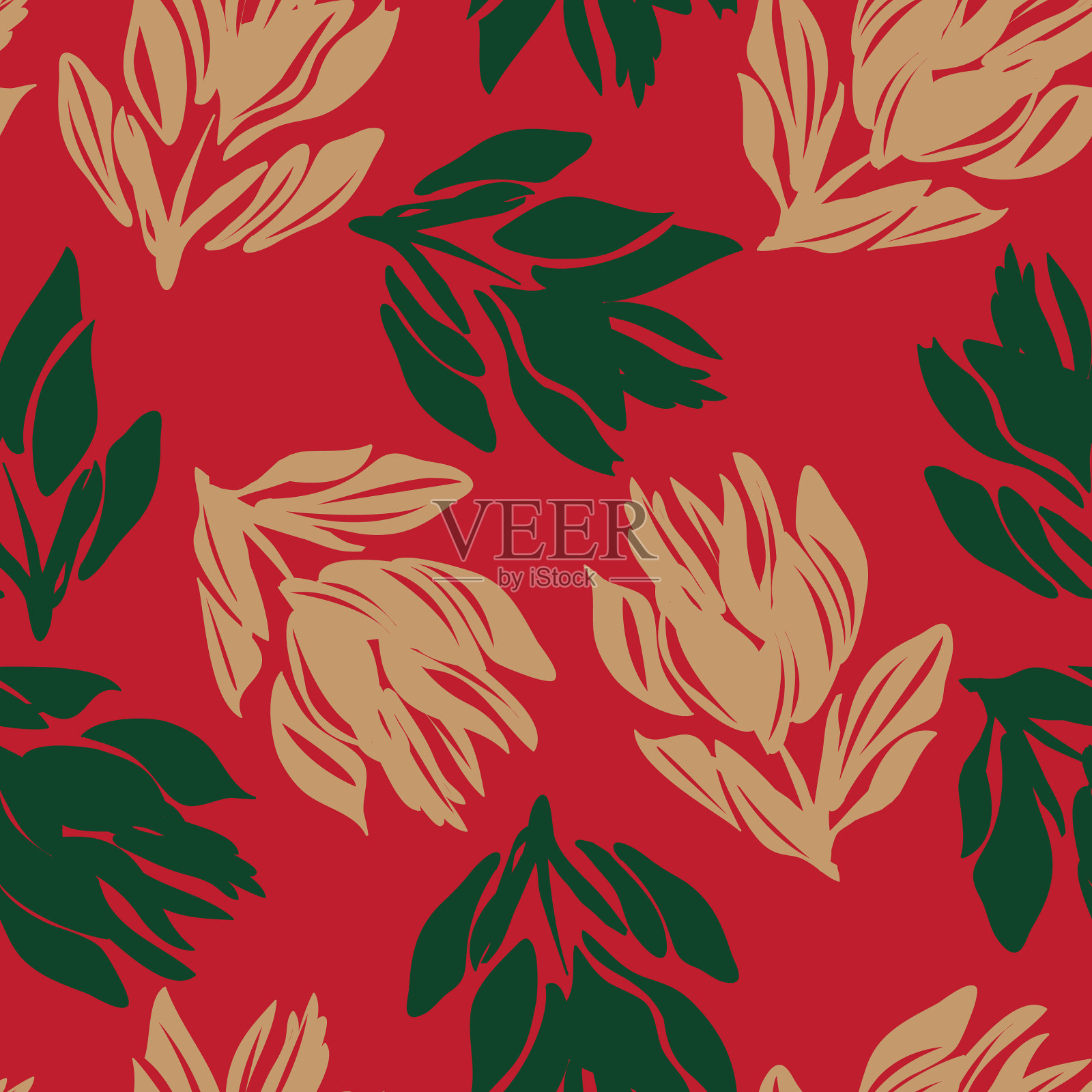 圣诞花无缝图案背景插画图片素材