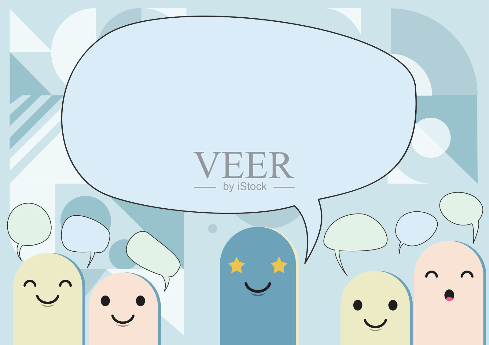 卡通头像画与语音泡泡插画图片素材