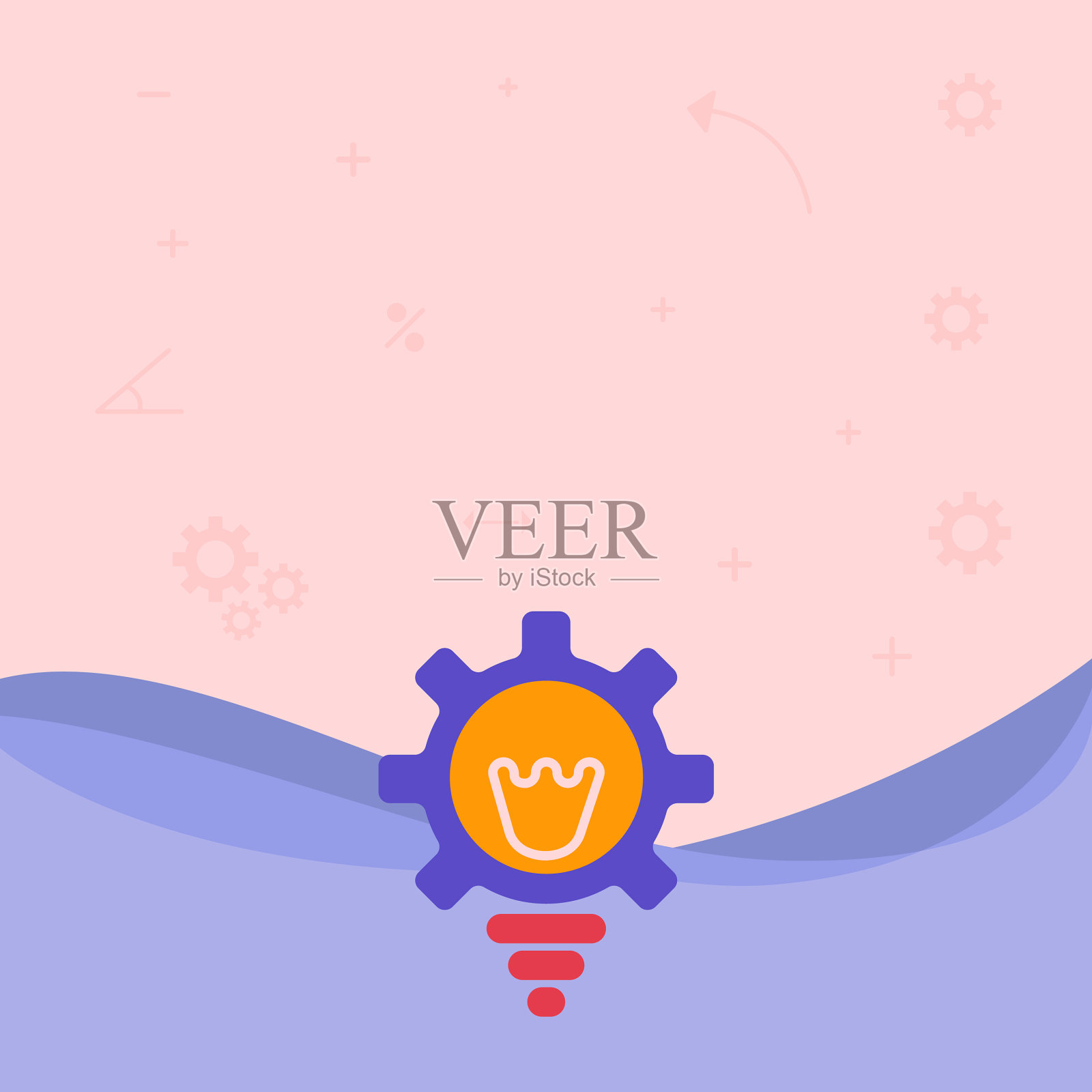 带齿轮壳的发光灯泡图插画图片素材