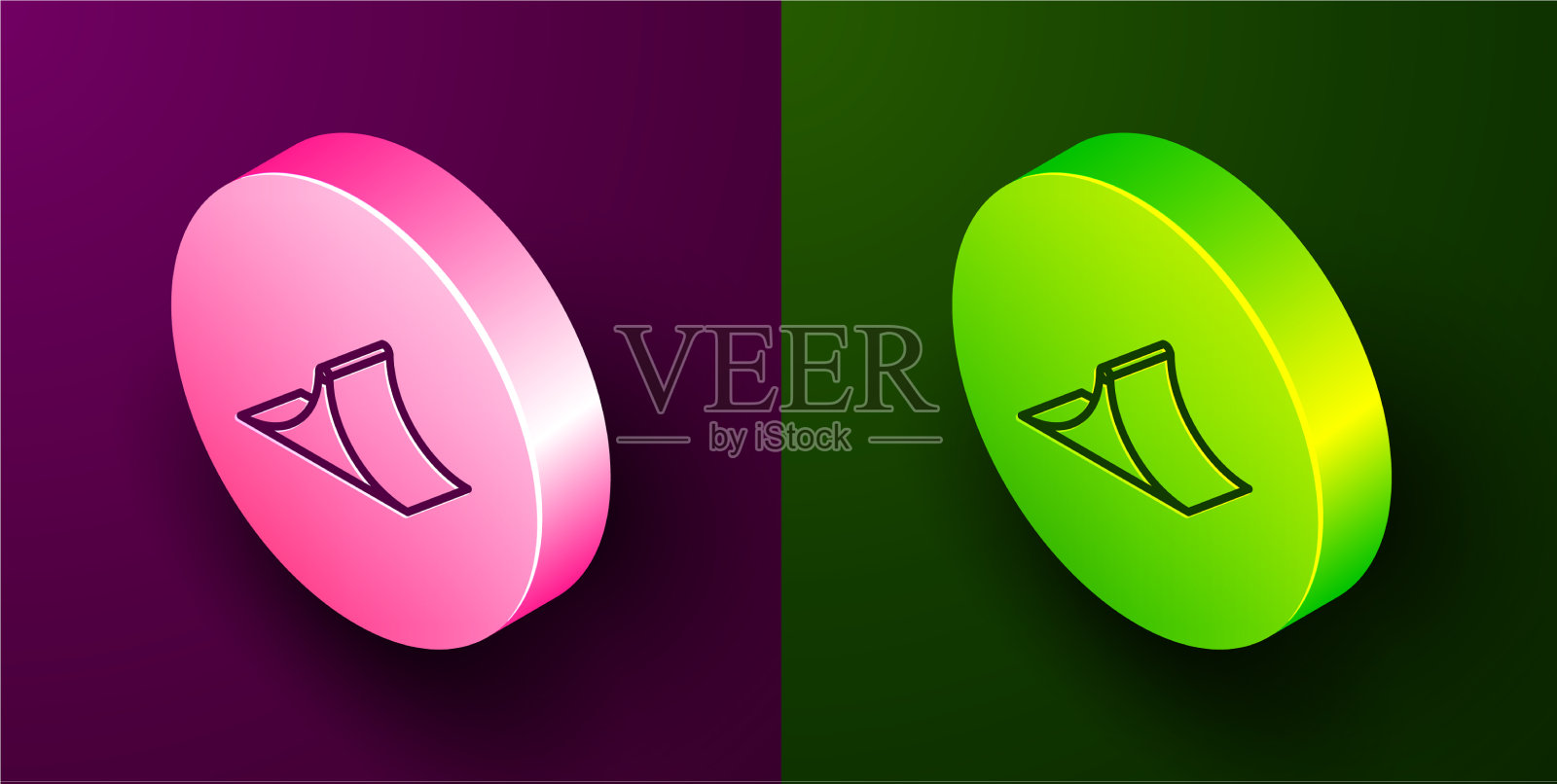 等距线溜冰公园图标孤立在紫色图标素材