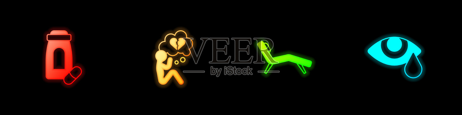 安定药片，破碎的心或离婚图标素材