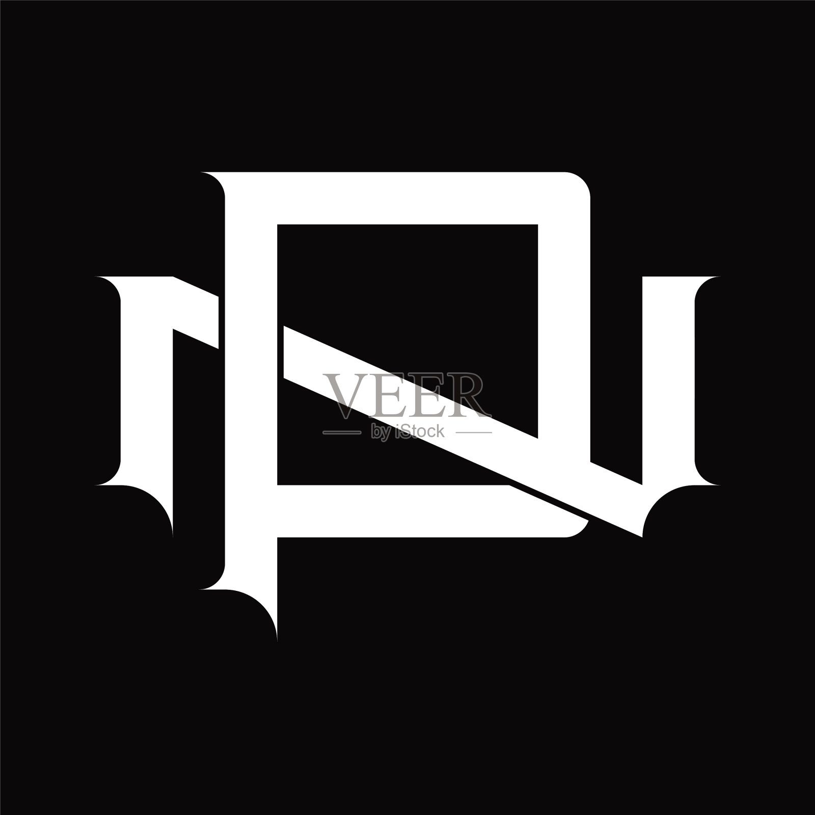 Np标志字母与复古重叠相连插画图片素材