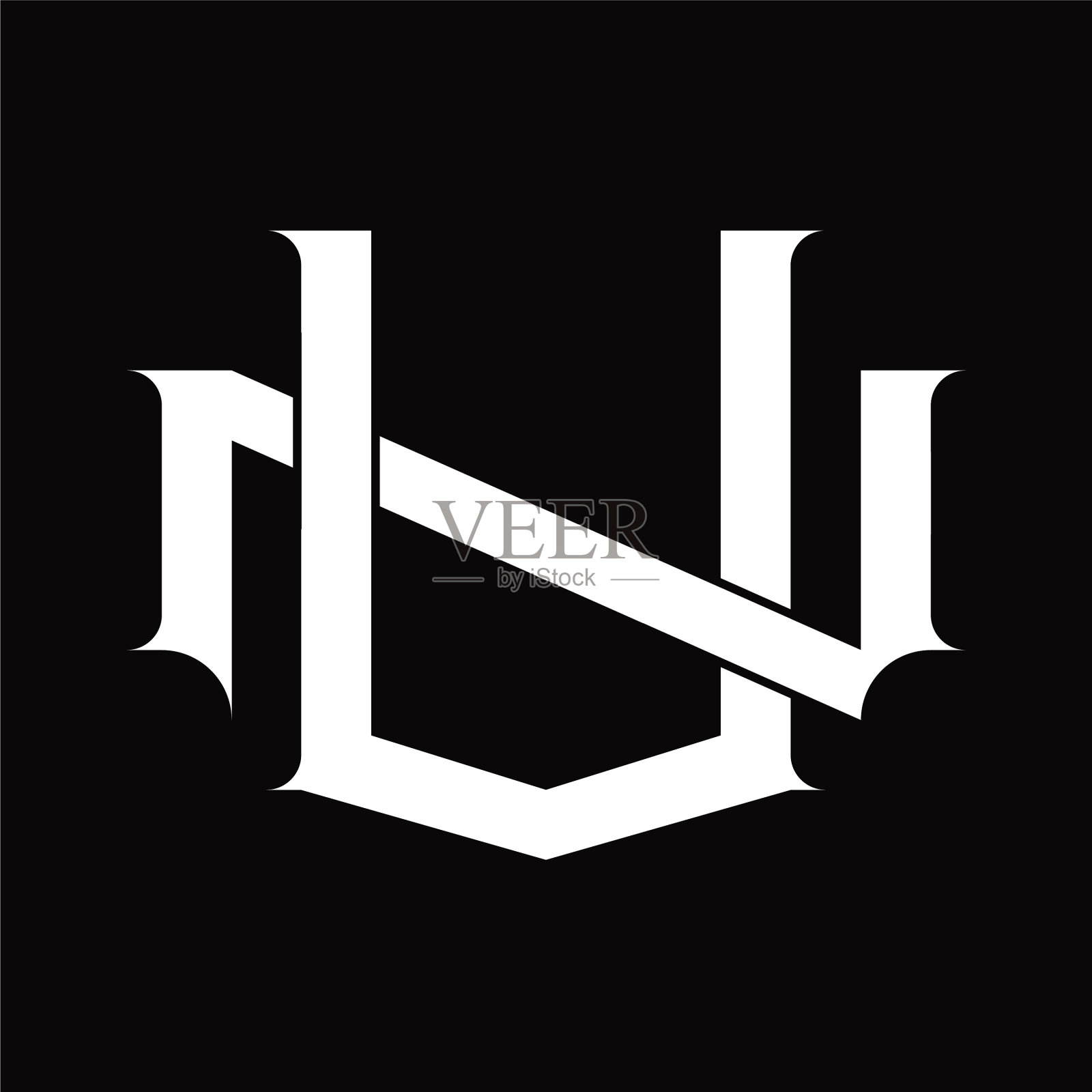 Nv标志字母与vintage重叠连接插画图片素材