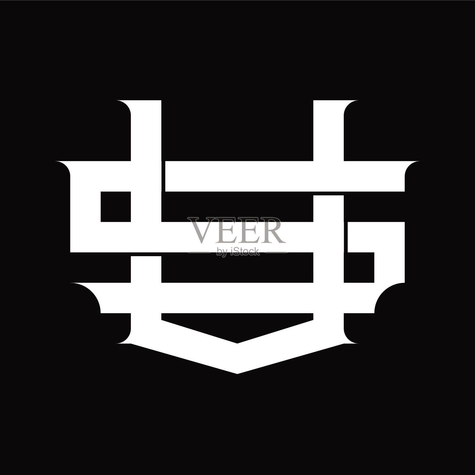 Sv标志字母与vintage重叠连接插画图片素材