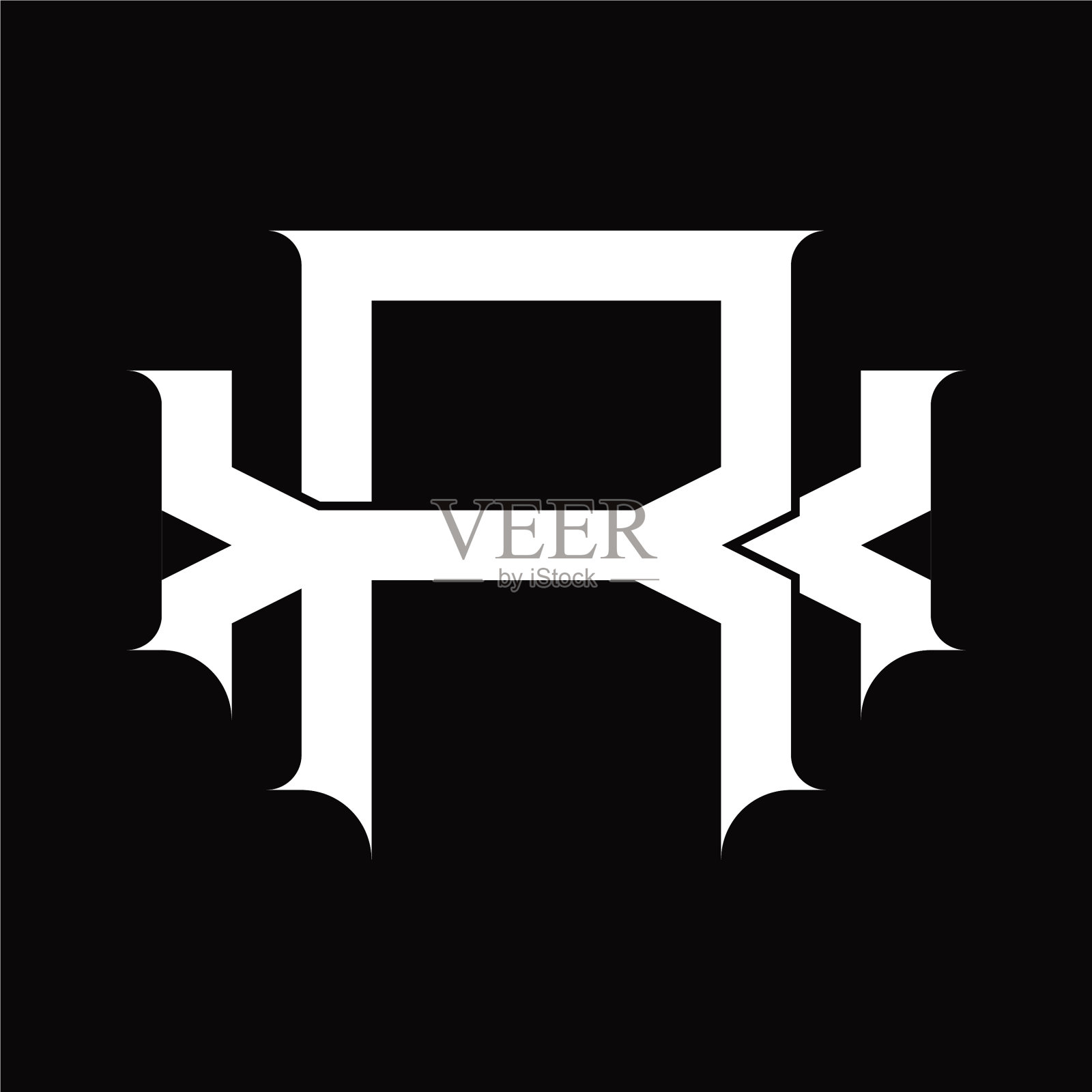 Xr标志字母与vintage重叠连接插画图片素材