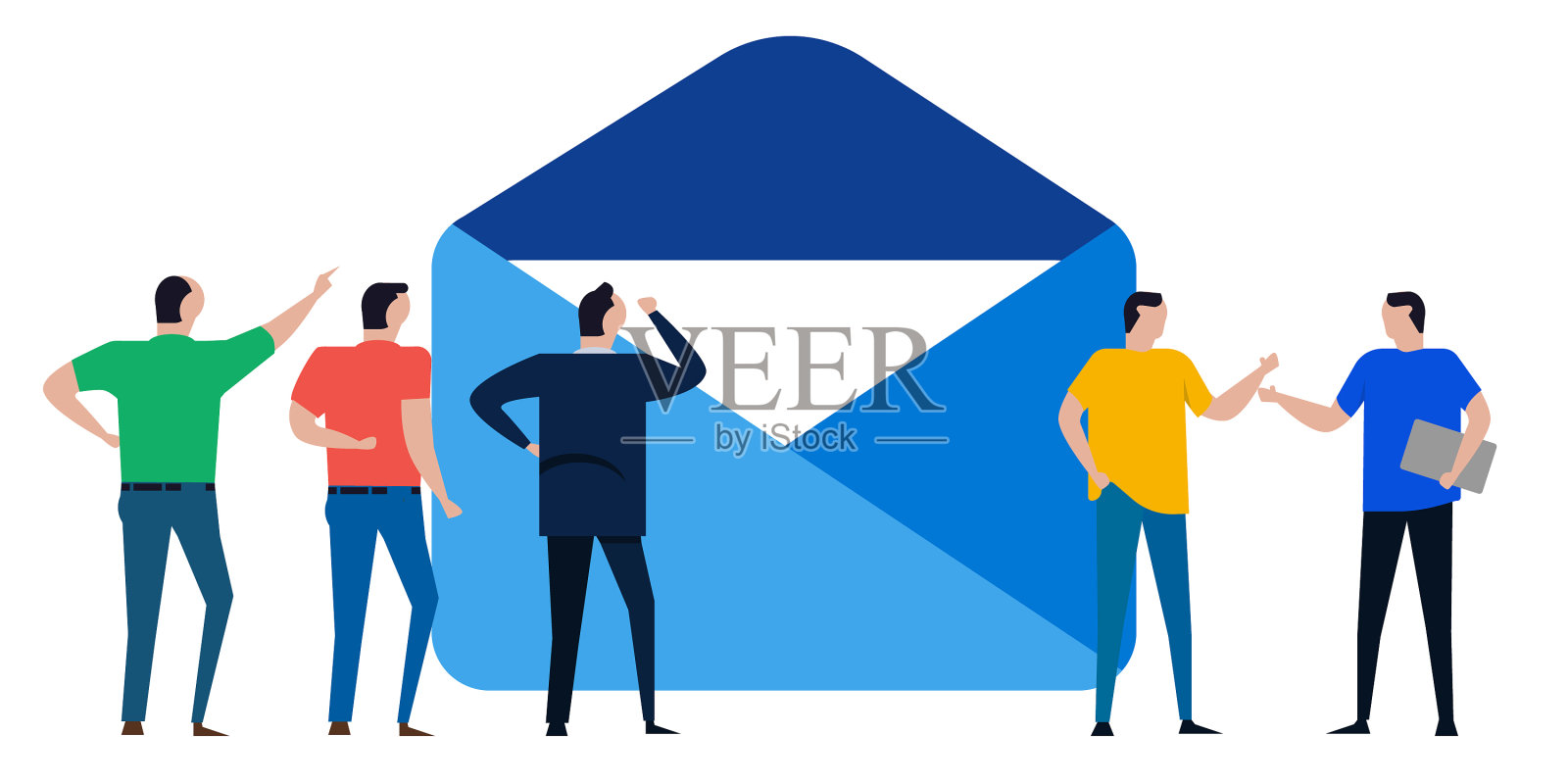 电子邮件信封小组办公室讨论消息设计元素图片