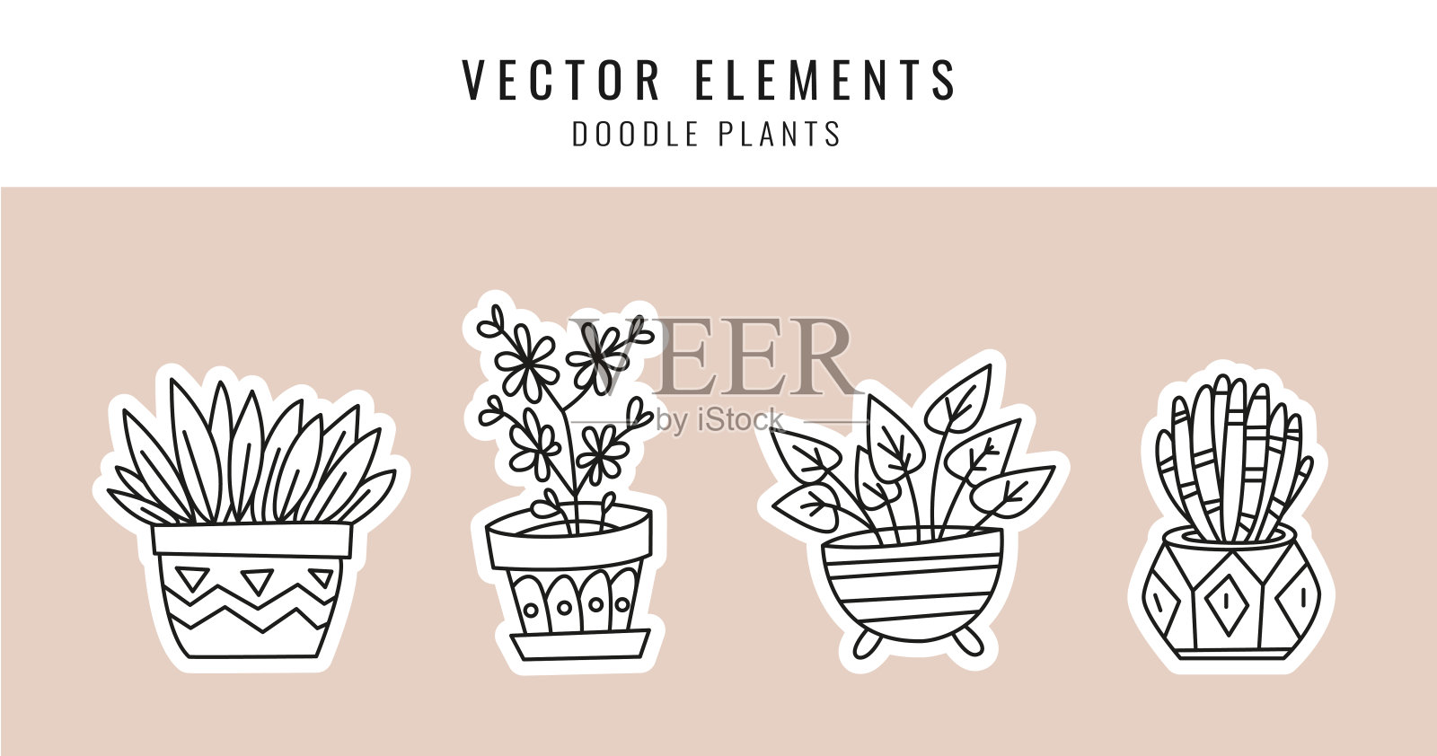 涂鸦的植物。组2插画图片素材