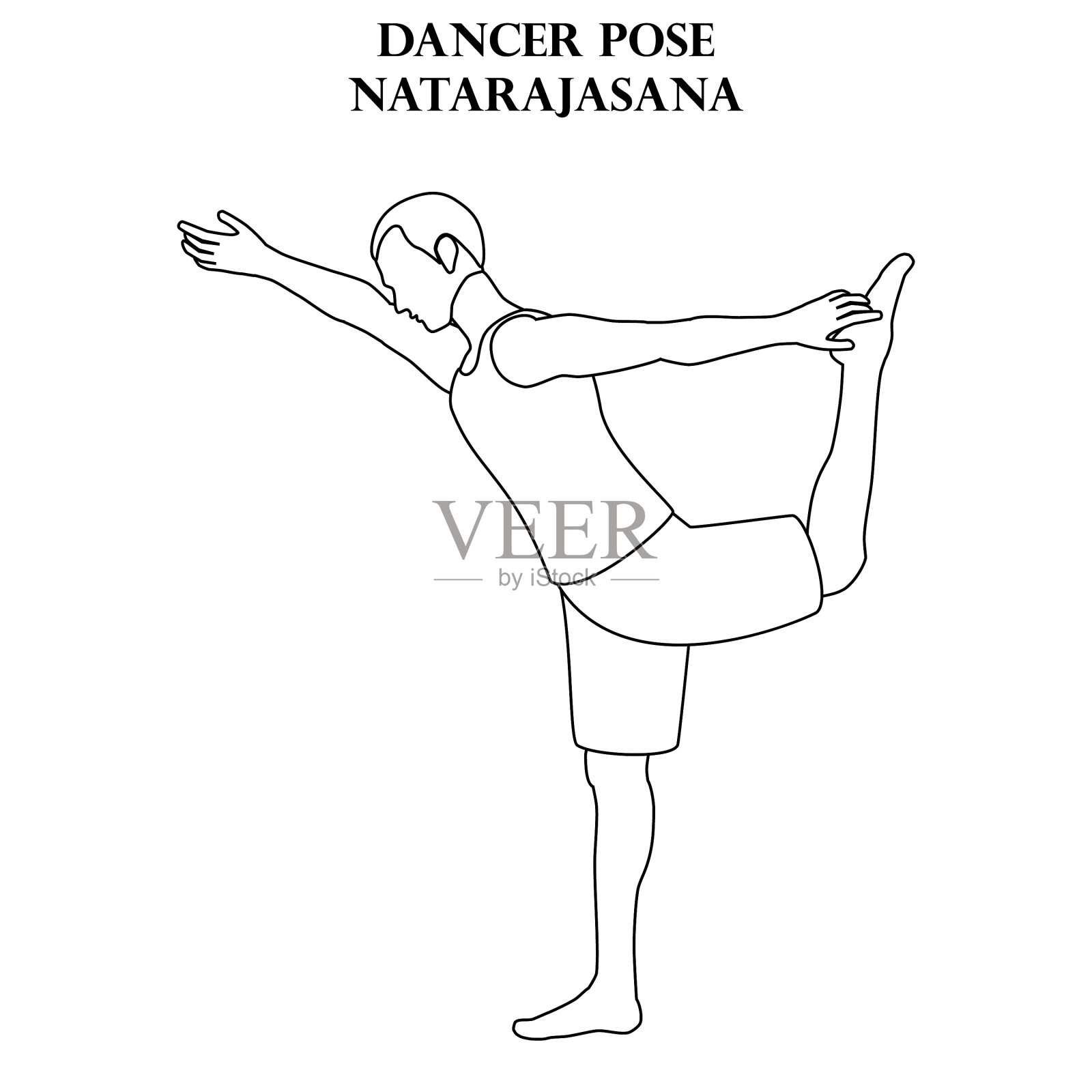 舞者的姿势瑜伽锻炼身体，男人做插画图片素材