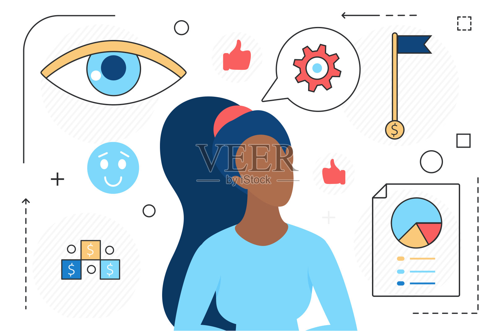 企业家领导者的商业愿景、成功领导力和工作流程插画图片素材