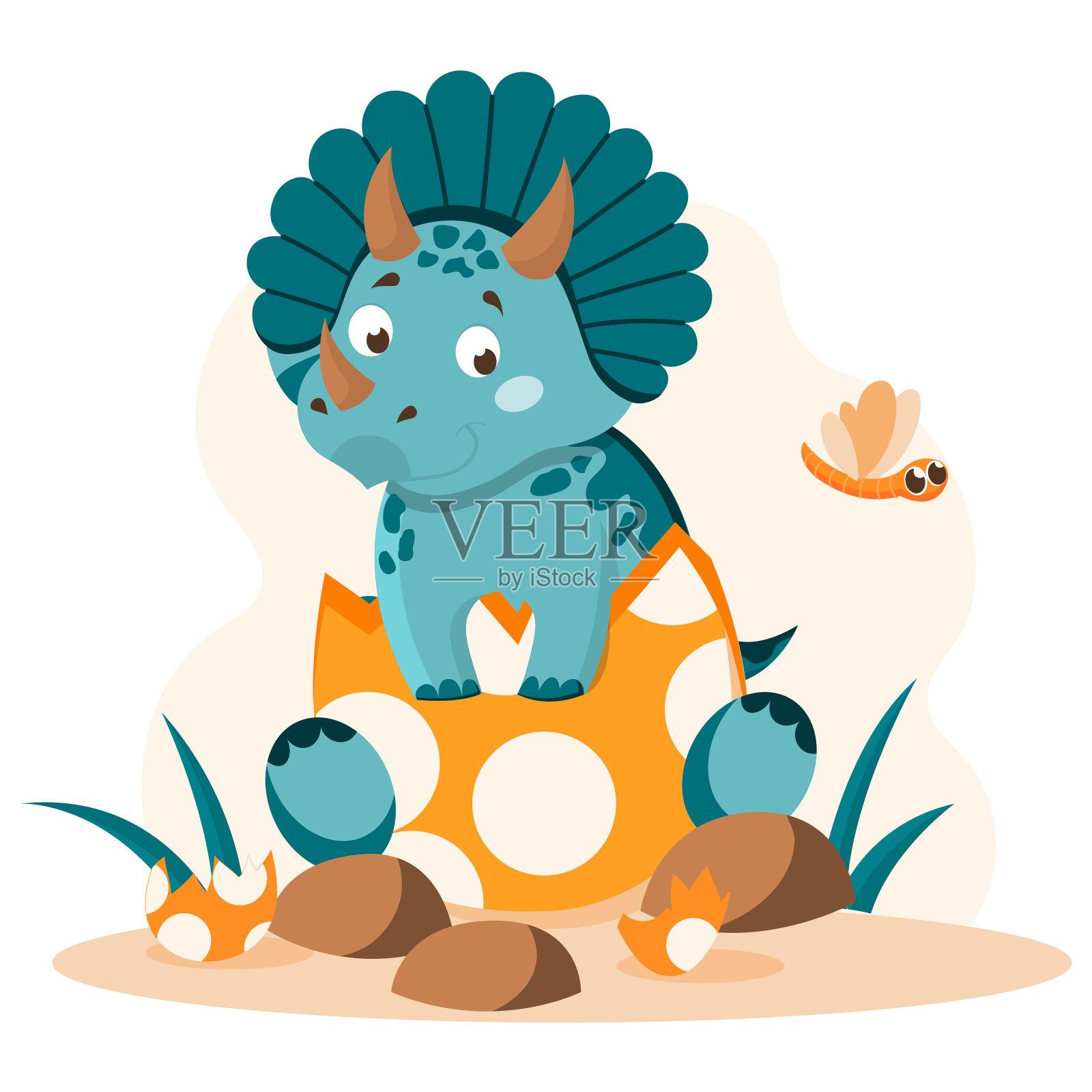 可爱的小恐龙插画图片素材