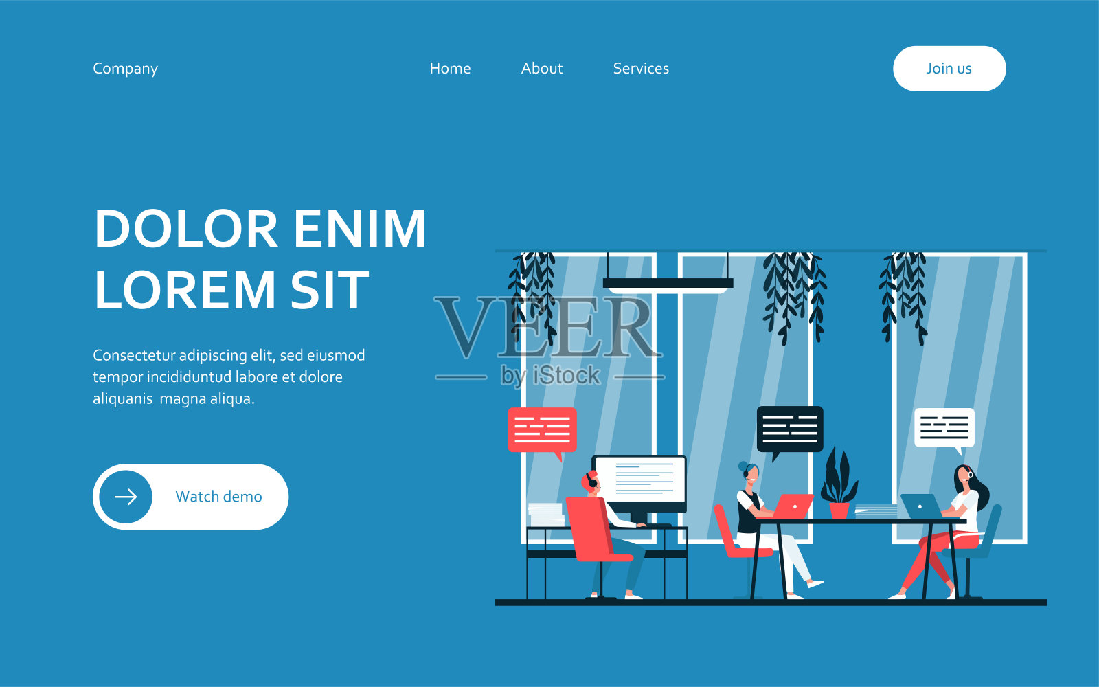 热线接线员谘询客户插画图片素材