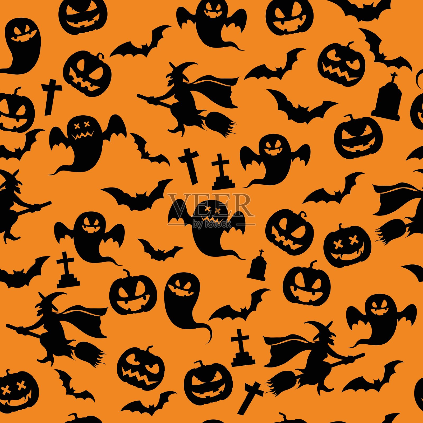 万圣节无缝图案背景。矢量图插画图片素材