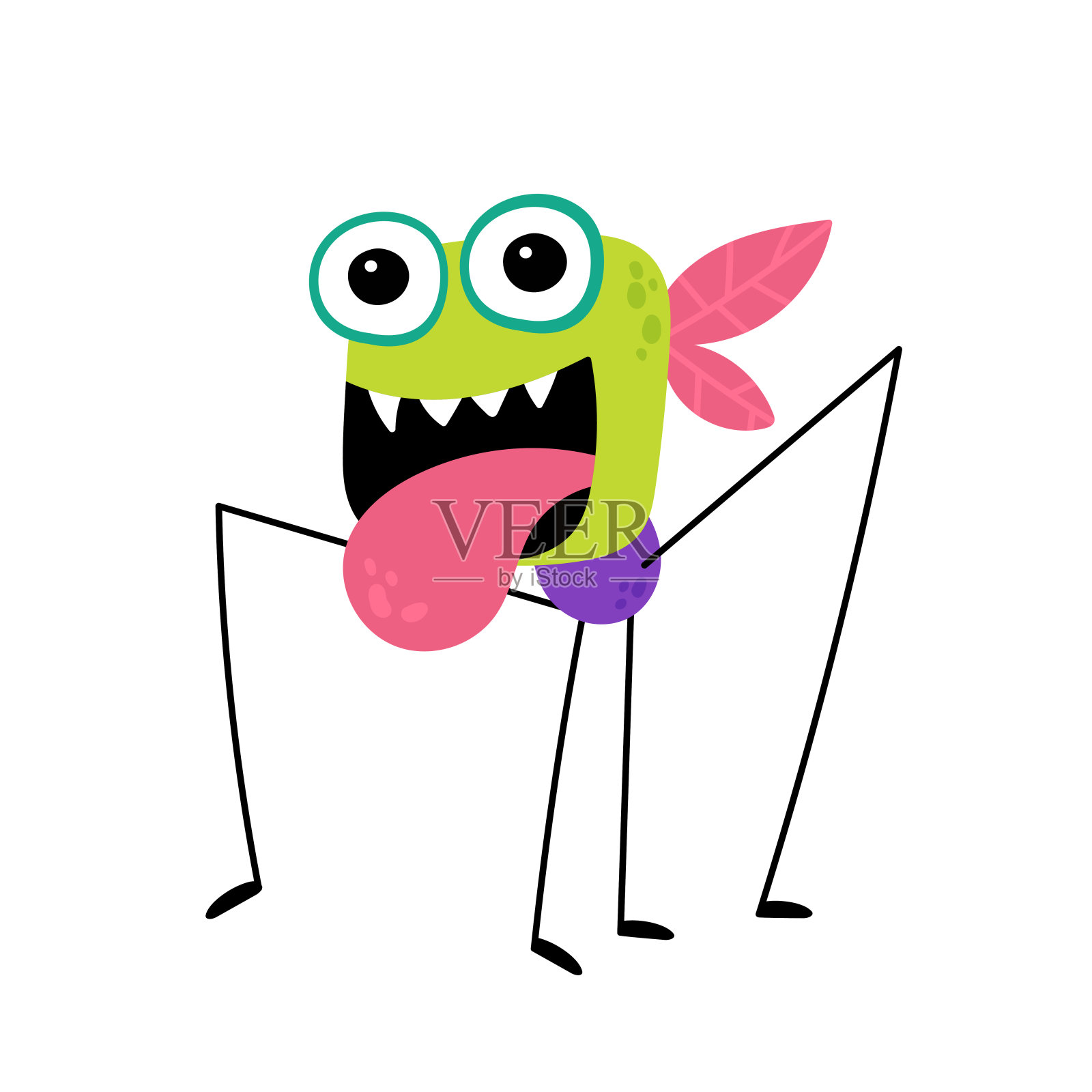 卡通搞笑的怪物在白色的背景设计元素图片