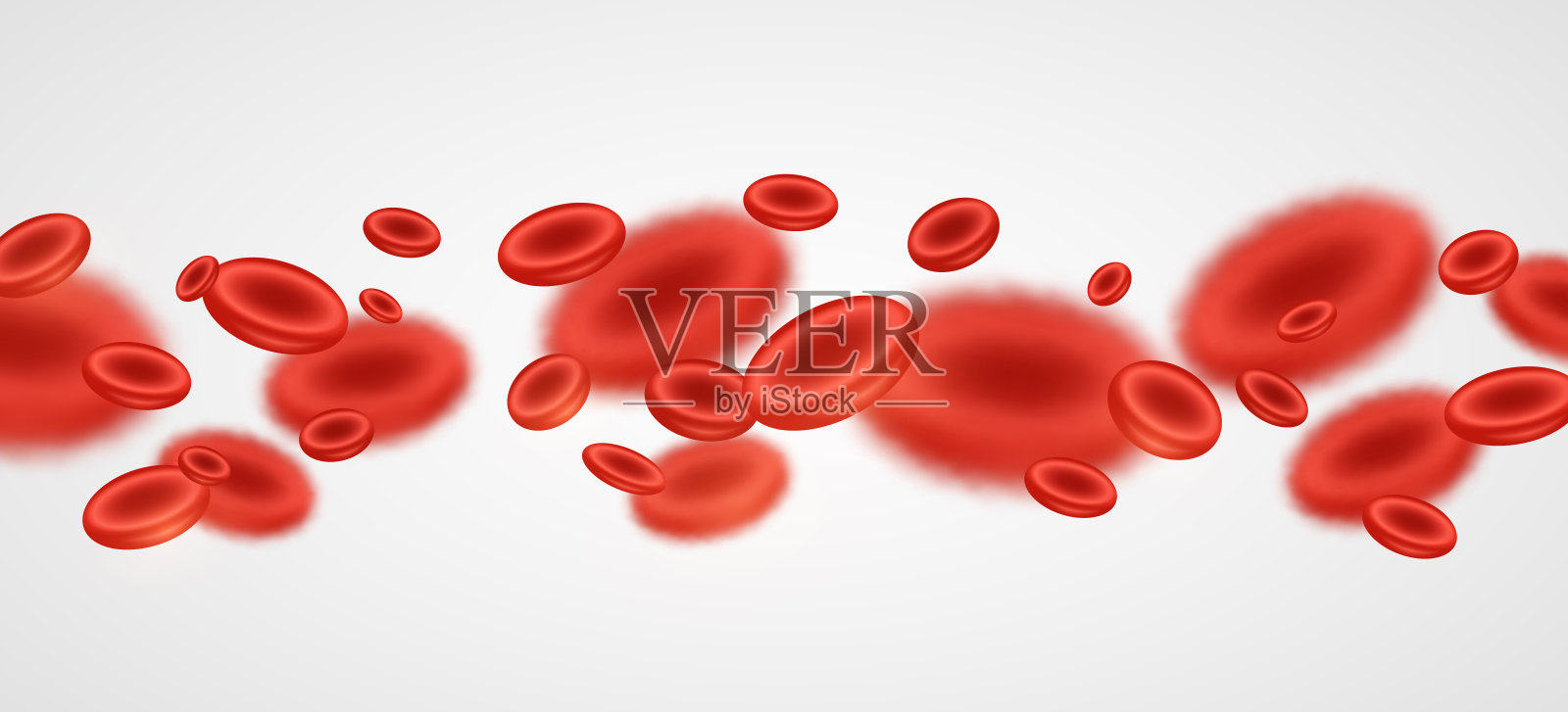 现实的红细胞流动。三维红细胞在白色背景。医学概念。低血红蛋白水平。矢量图插画图片素材