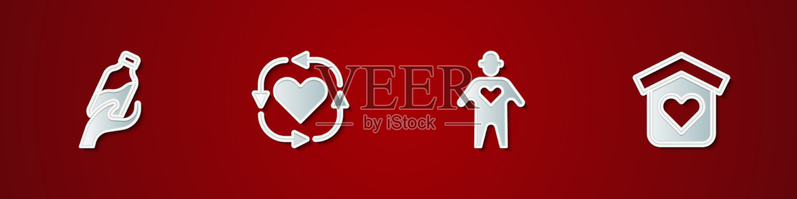 设立捐水志愿者和庇护所图标素材