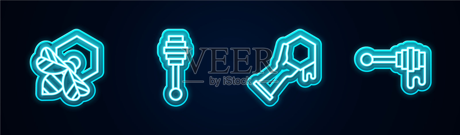 设蜂线和蜂房蘸蜜棒插画图片素材