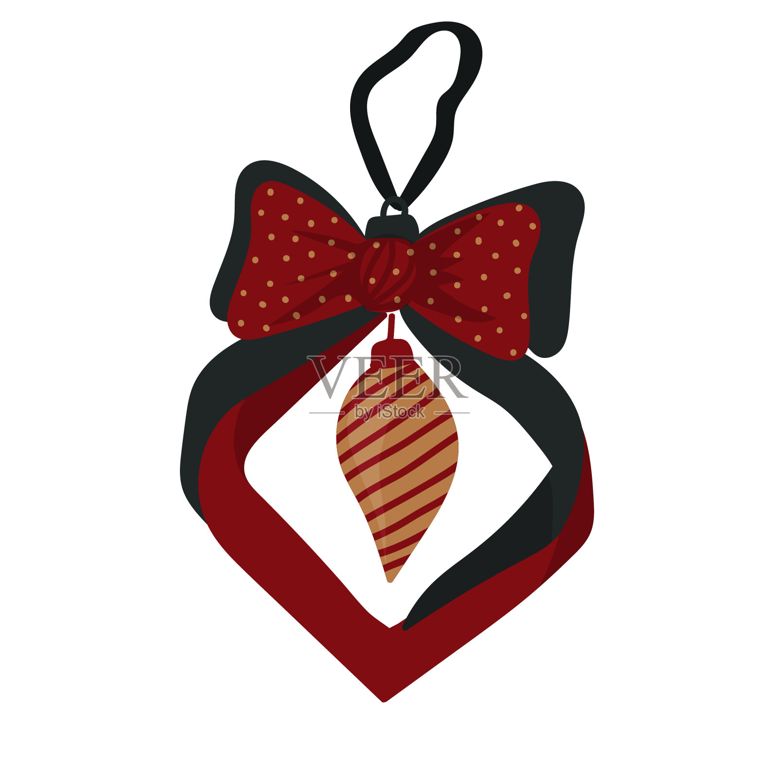 用蝴蝶结和丝带装饰圣诞树插画图片素材