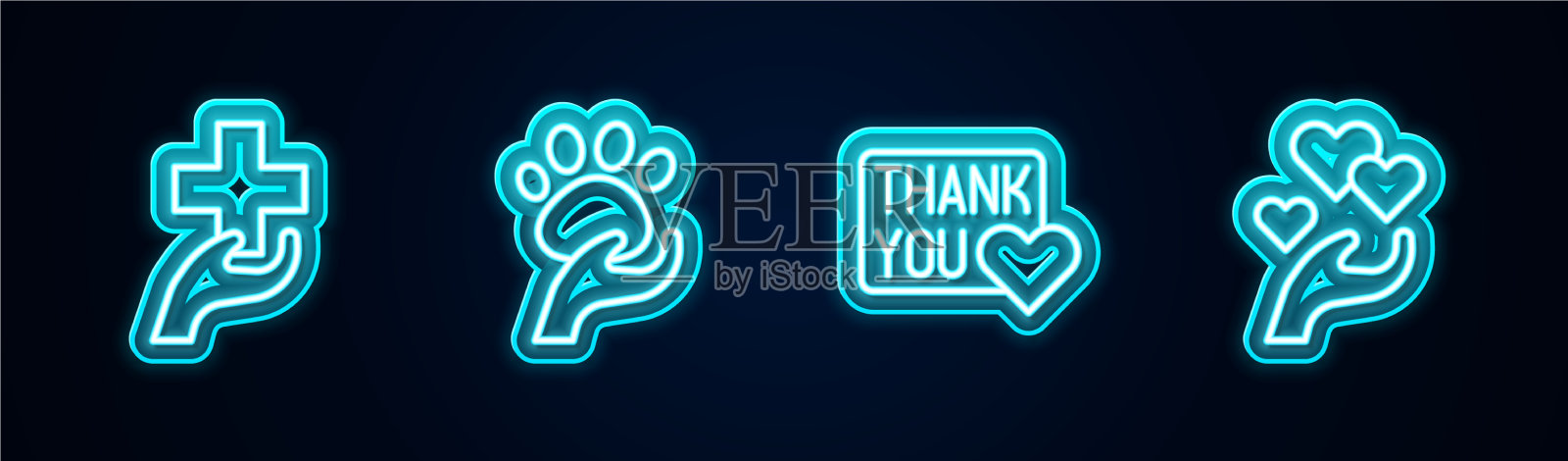 设线心与交叉动物志愿者感谢插画图片素材