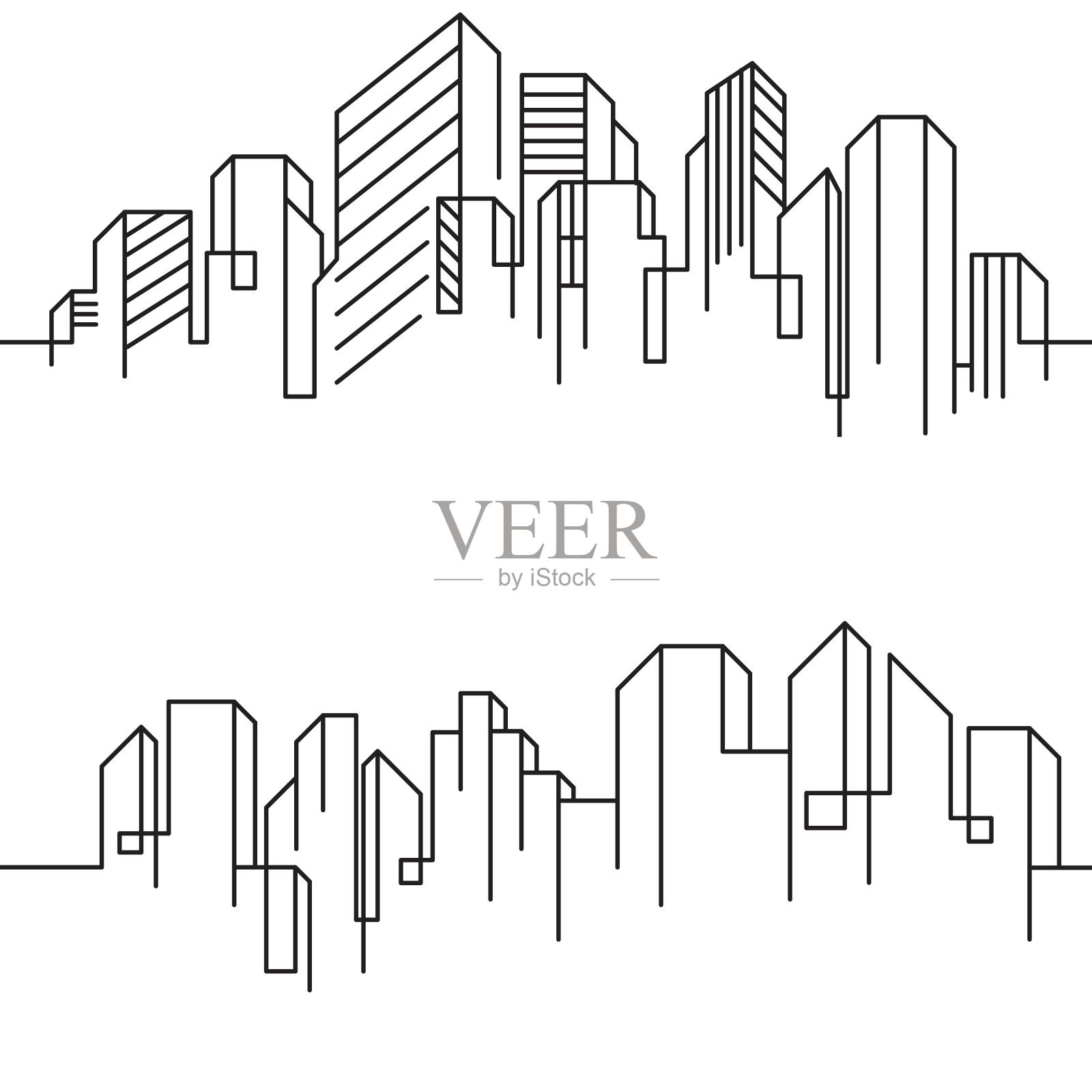 城市建筑线条艺术矢量插图模板插画图片素材