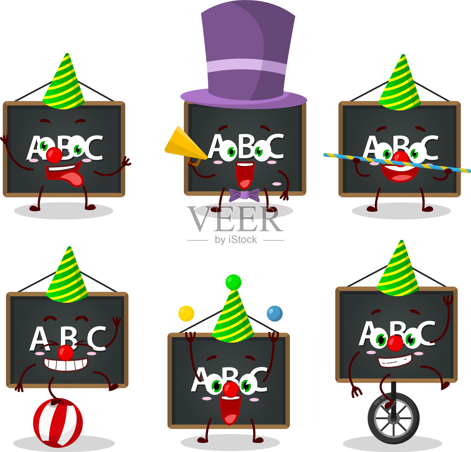 各种卡通字符字母板插画图片素材