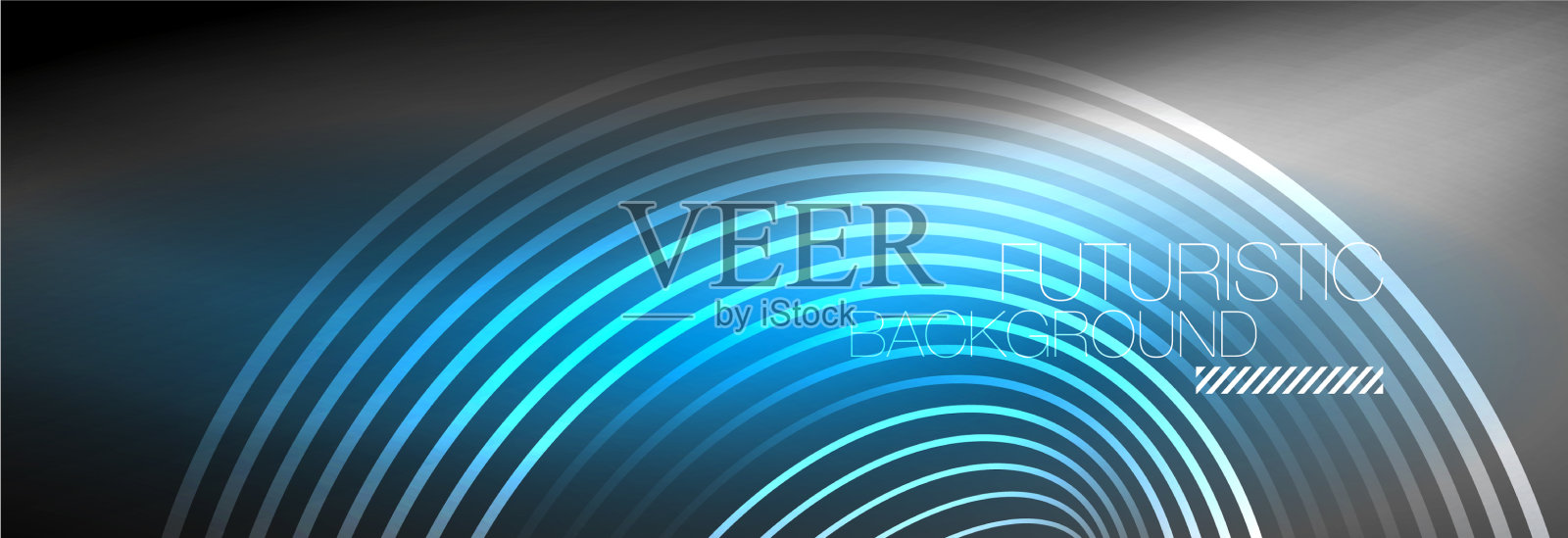 暗抽象背景与发光的霓虹灯圈插画图片素材