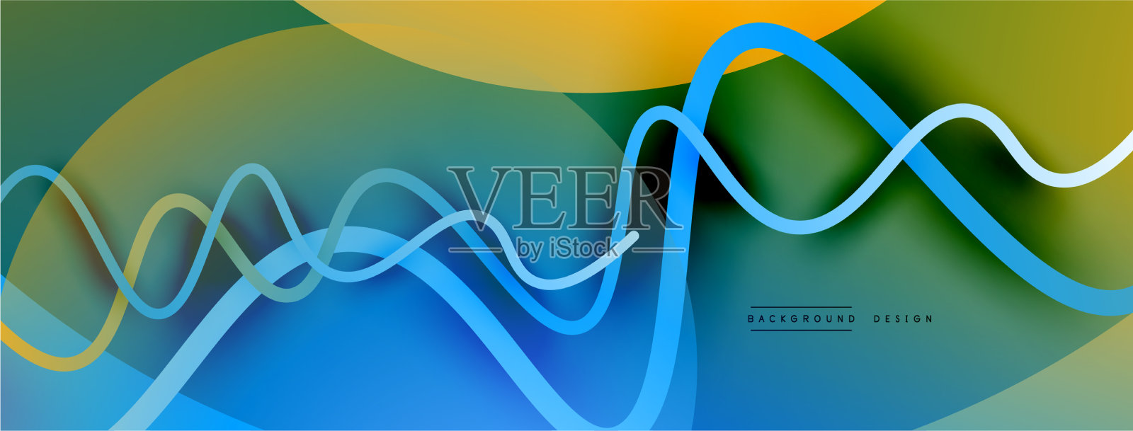 抽象梯度背景与波浪线插画图片素材