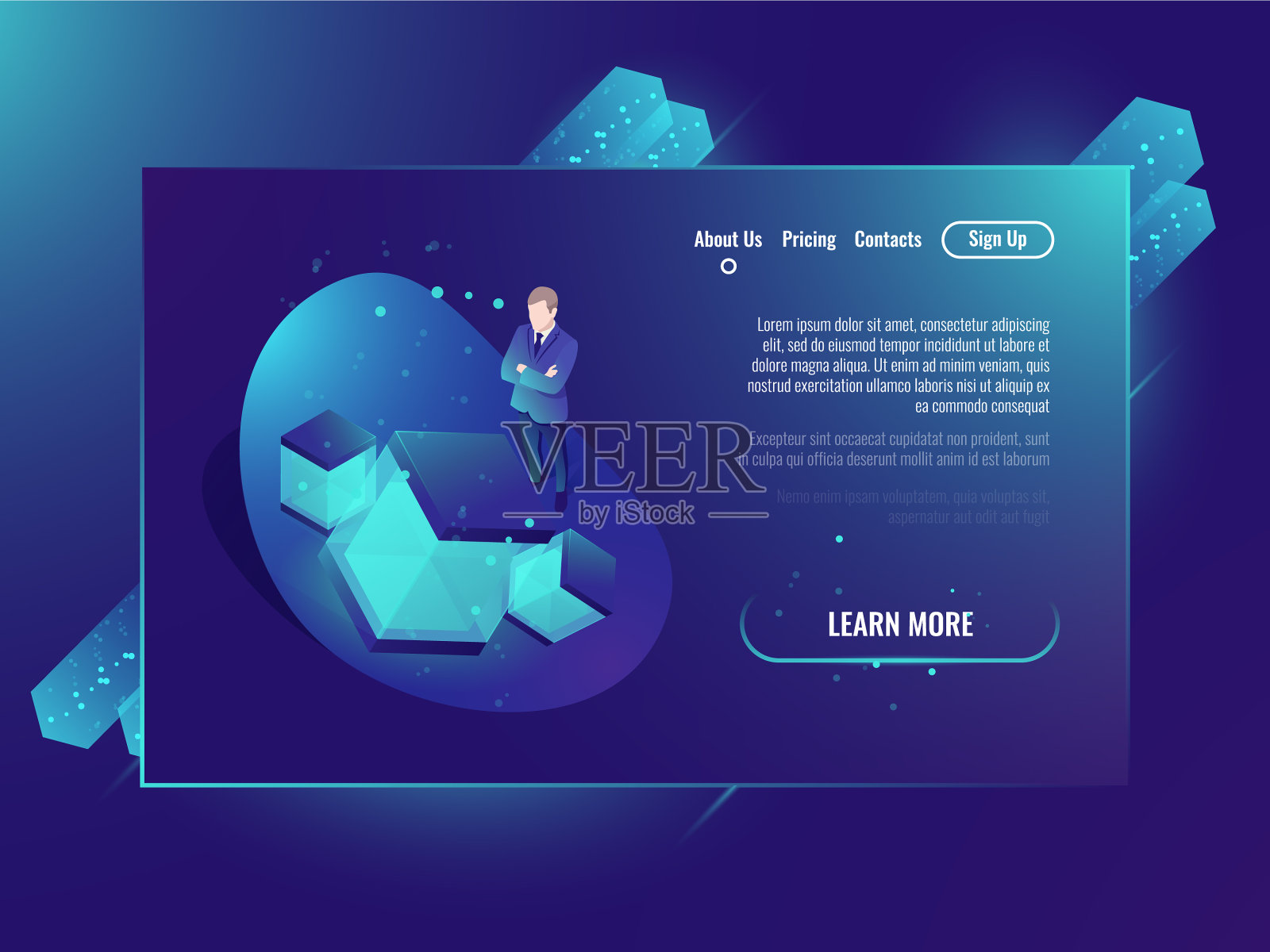 服务器室处理大数据概念数据插画图片素材