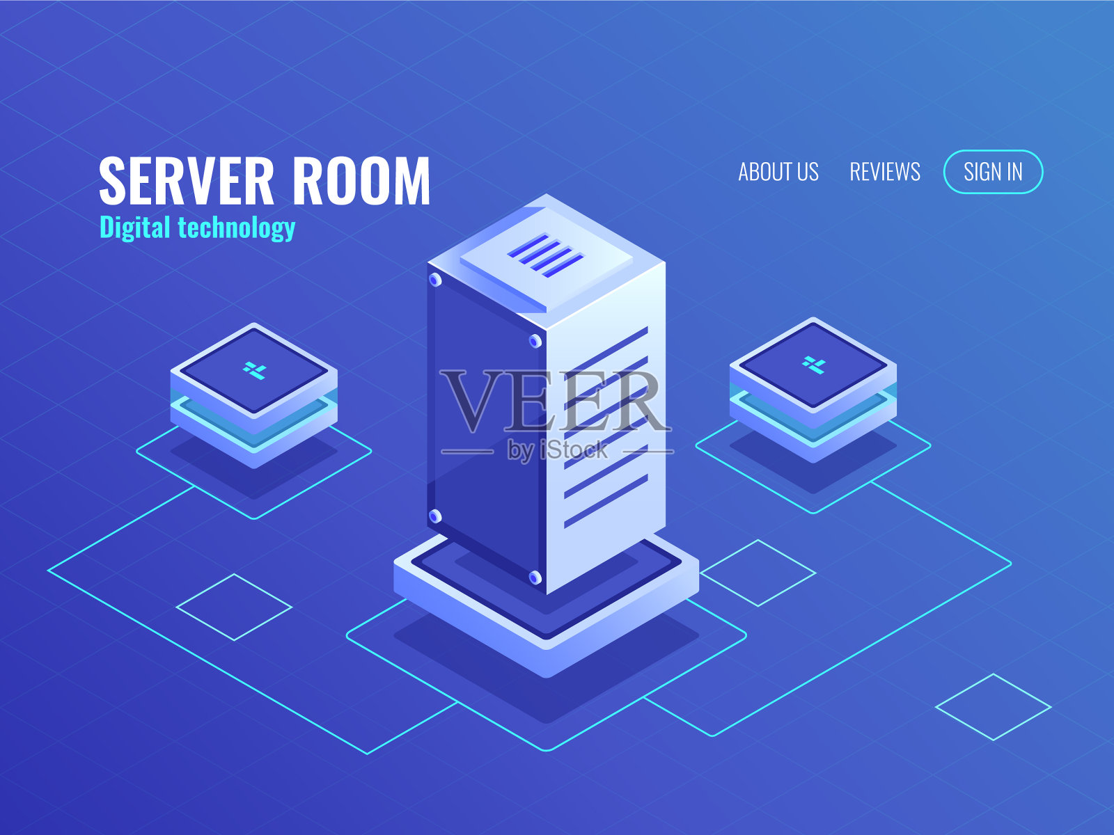 服务器室和大数据处理中心插画图片素材