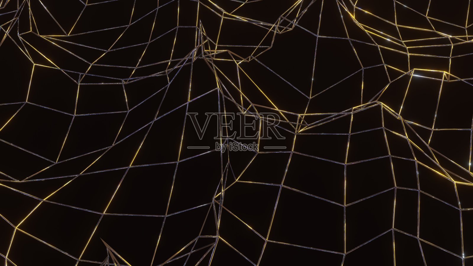 波浪的彩色抛光网格。曲面与三维渲染的几何金属管照片摄影图片