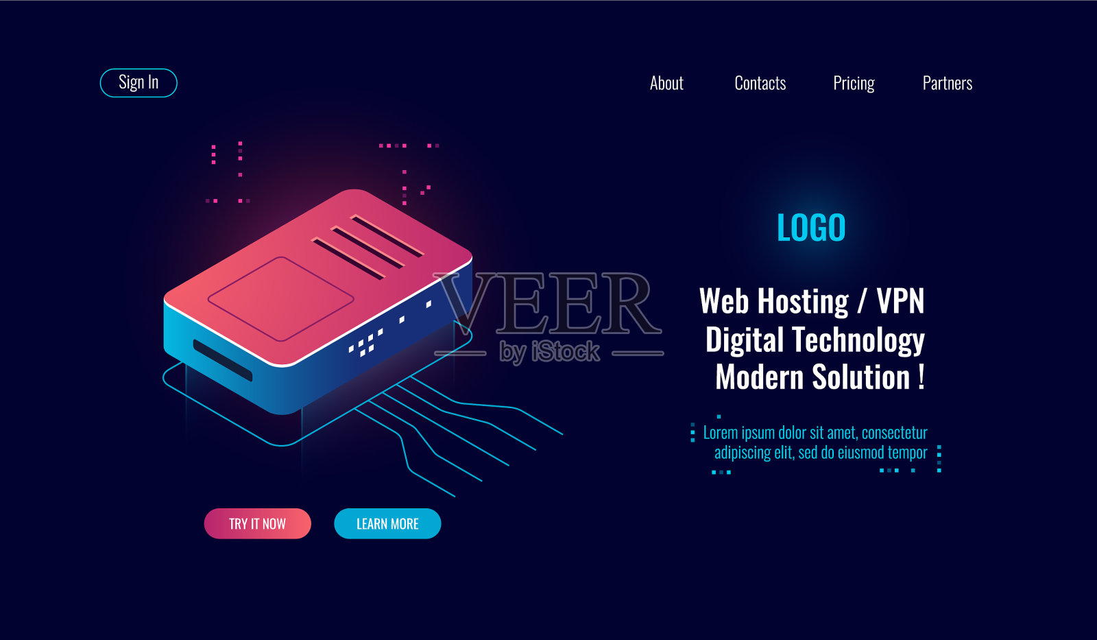 云计算和大数字数据处理插画图片素材