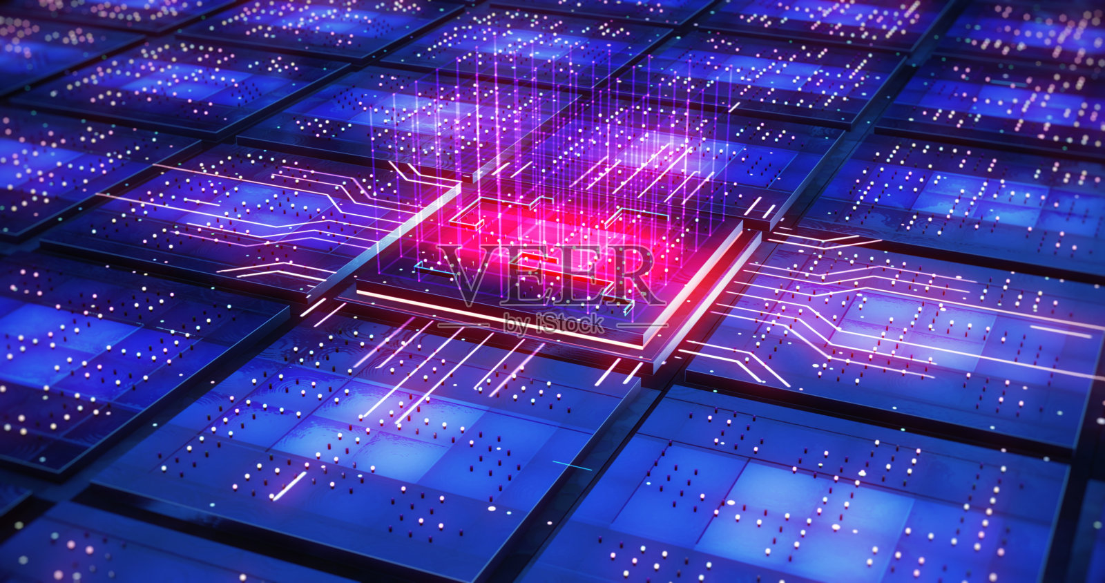 服务器计算机处理器在主板上。未来的技术。照片摄影图片