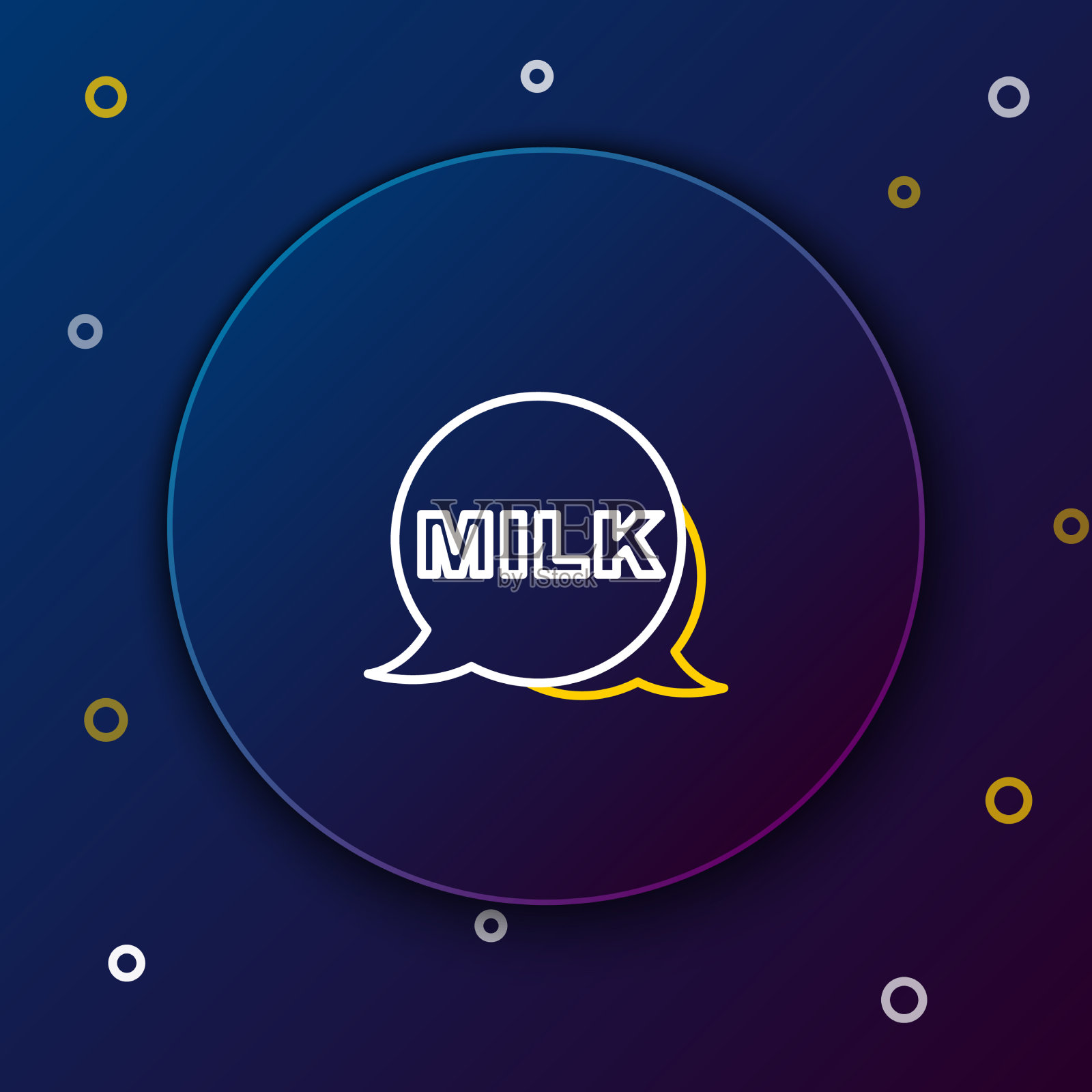 行字母牛奶图标孤立在蓝色插画图片素材