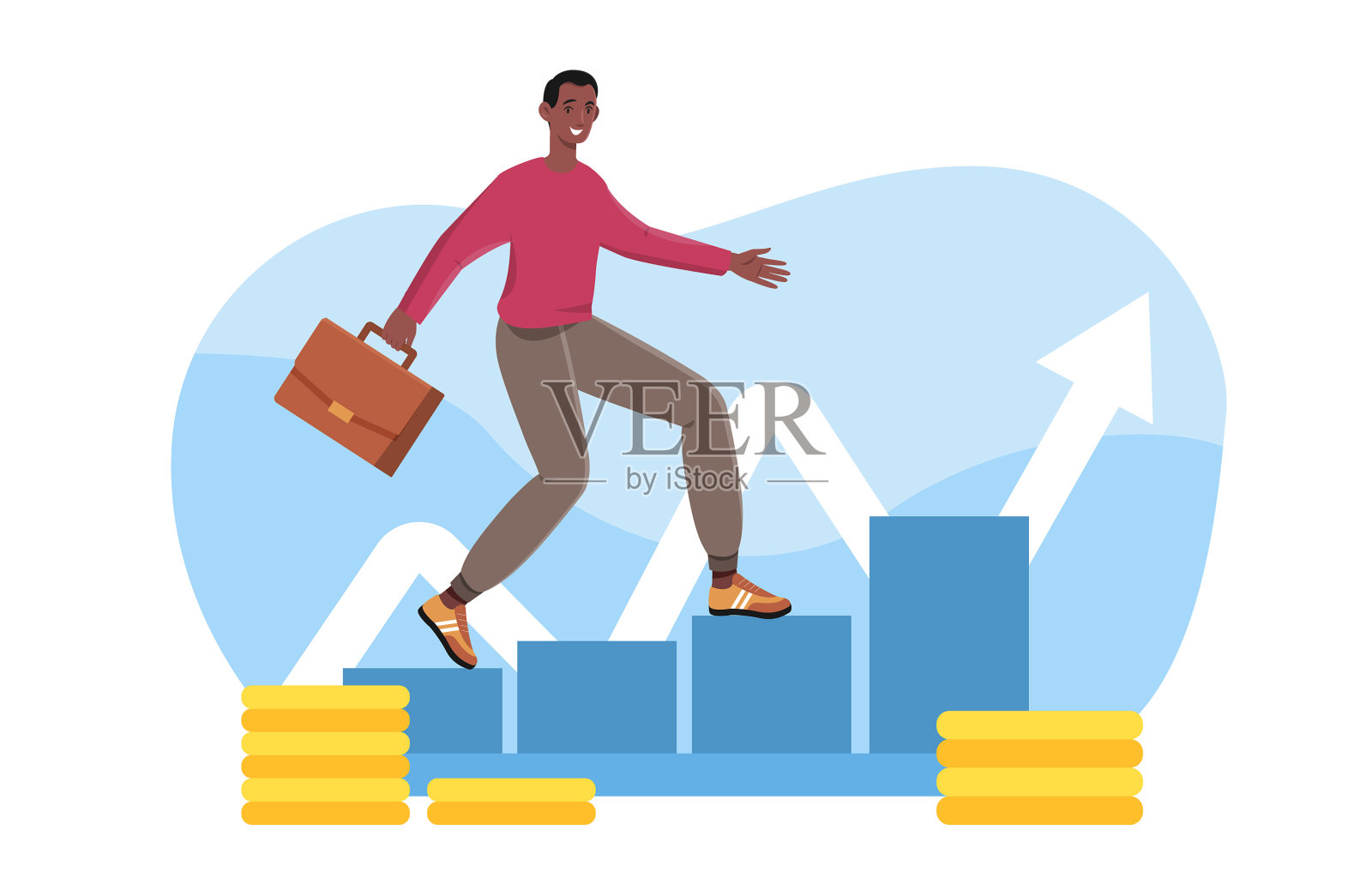 微笑的男销售经理提着行李箱走着设计元素图片