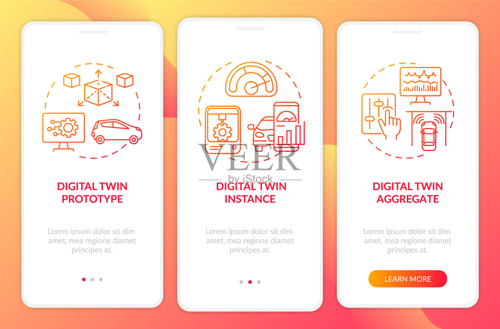 数字双胞胎类型登机移动应用程序页面设计模板素材