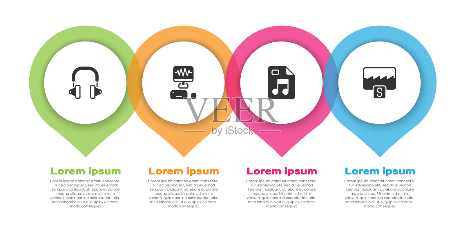 设置耳机音乐录音工作室mp3文件插画图片素材