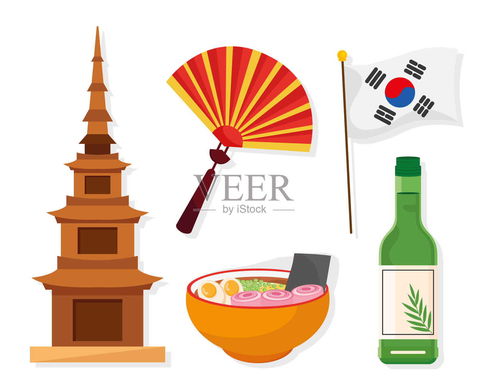 韩国五大文化偶像插画图片素材