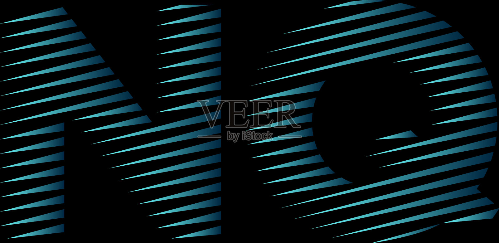 Nq字母线条风格蓝色灯插画图片素材