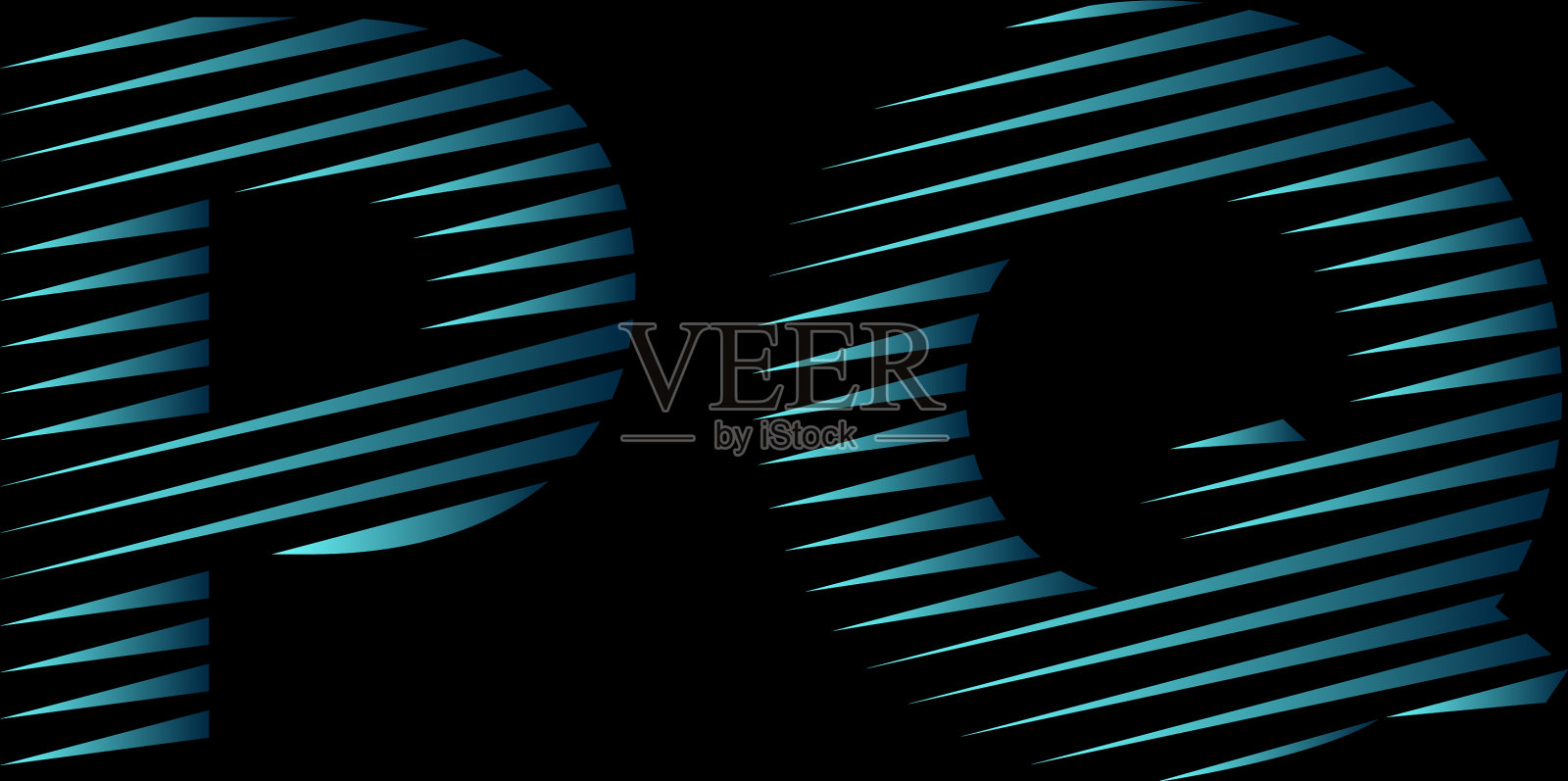 Pq字母线条风格蓝色灯插画图片素材