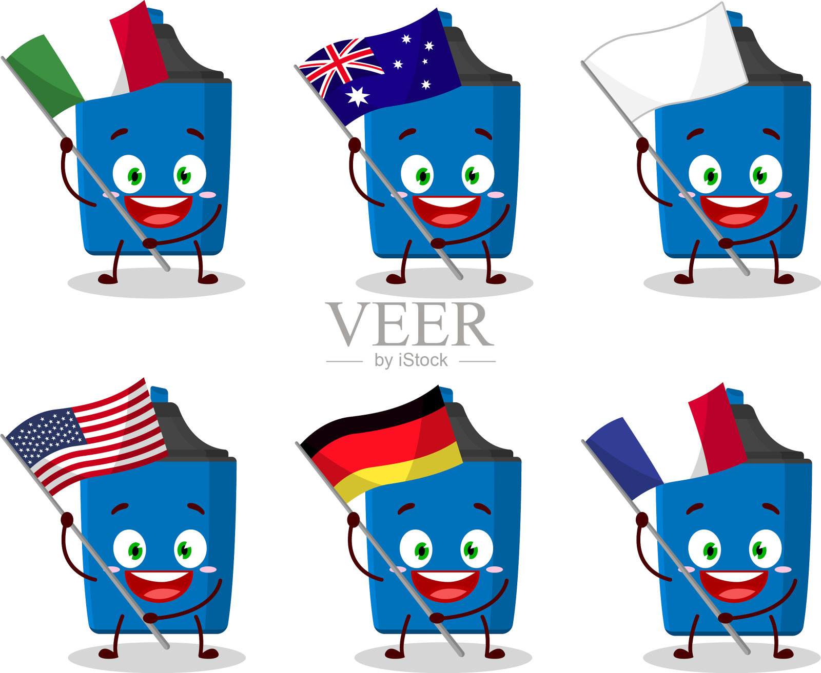 新的蓝色高光卡通人物带来插画图片素材