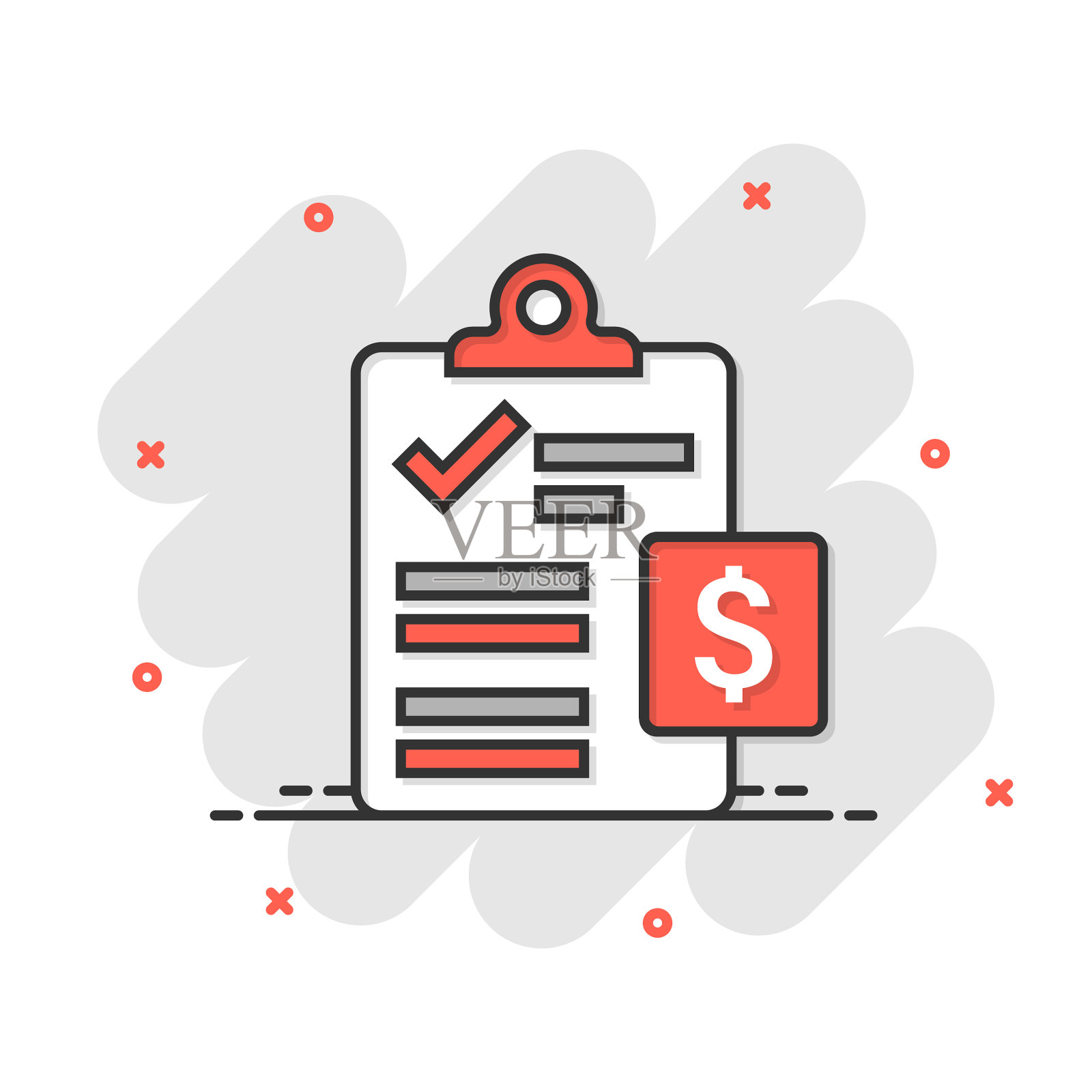 在漫画风格的报告文档清单图标设计元素图片