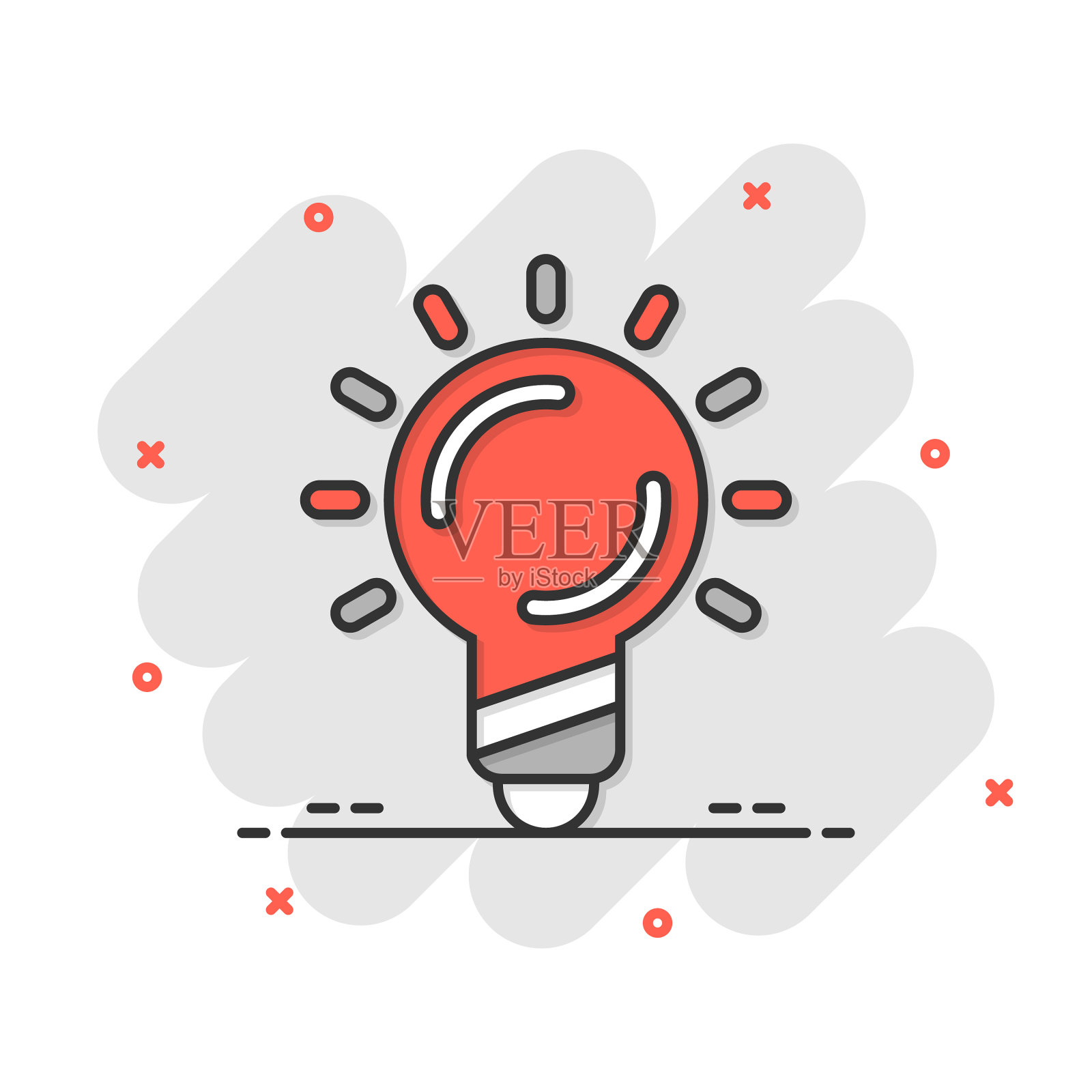 灯泡图标在漫画风格的灯泡卡通图标素材