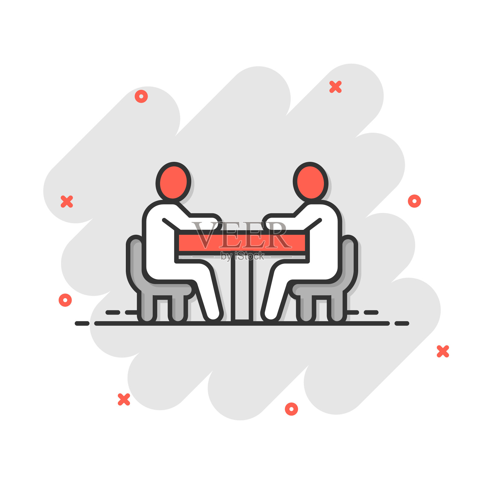 人们与表图标在漫画风格的团队合作设计元素图片