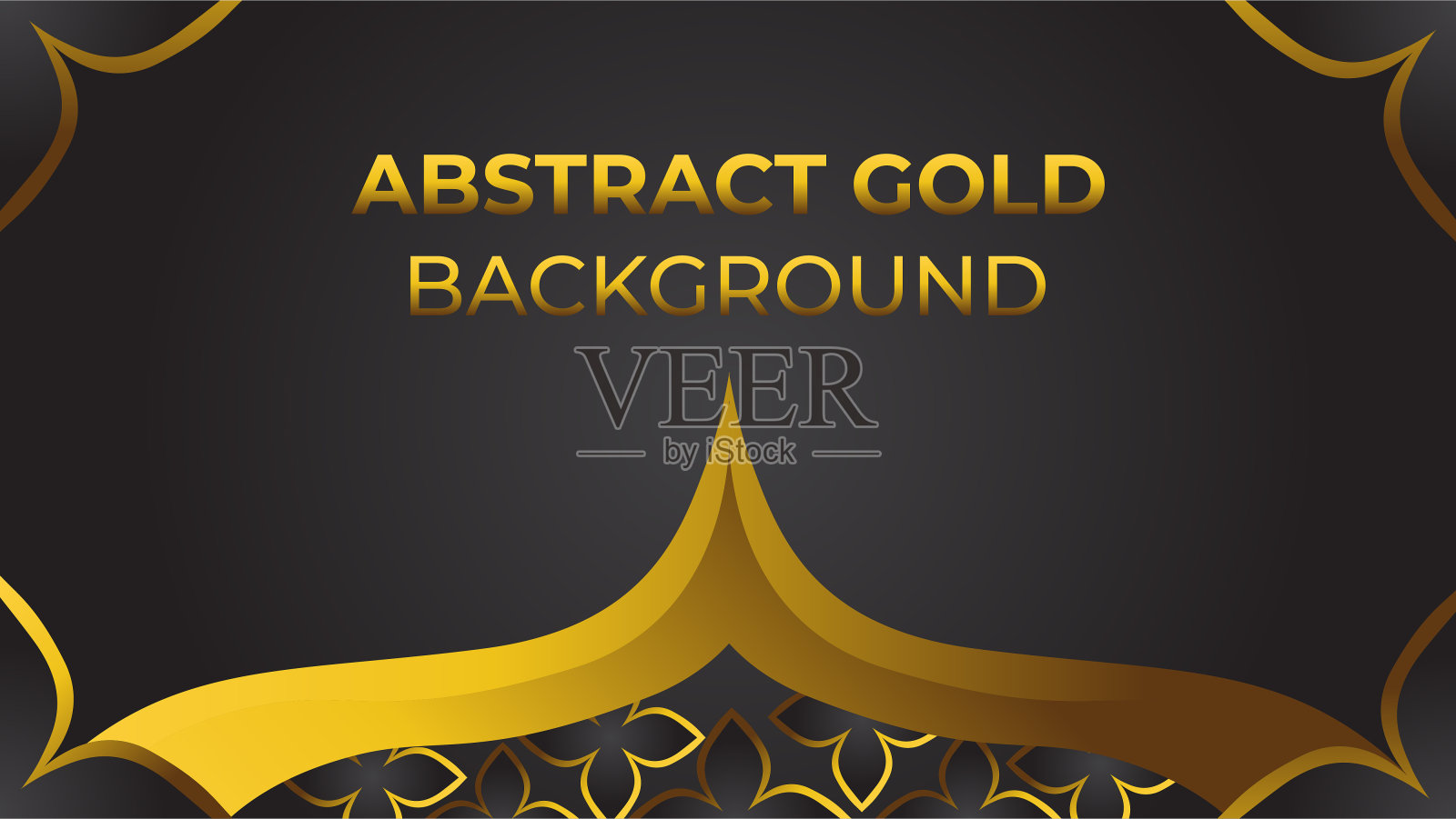 豪华金色花卉黑色背景插画图片素材