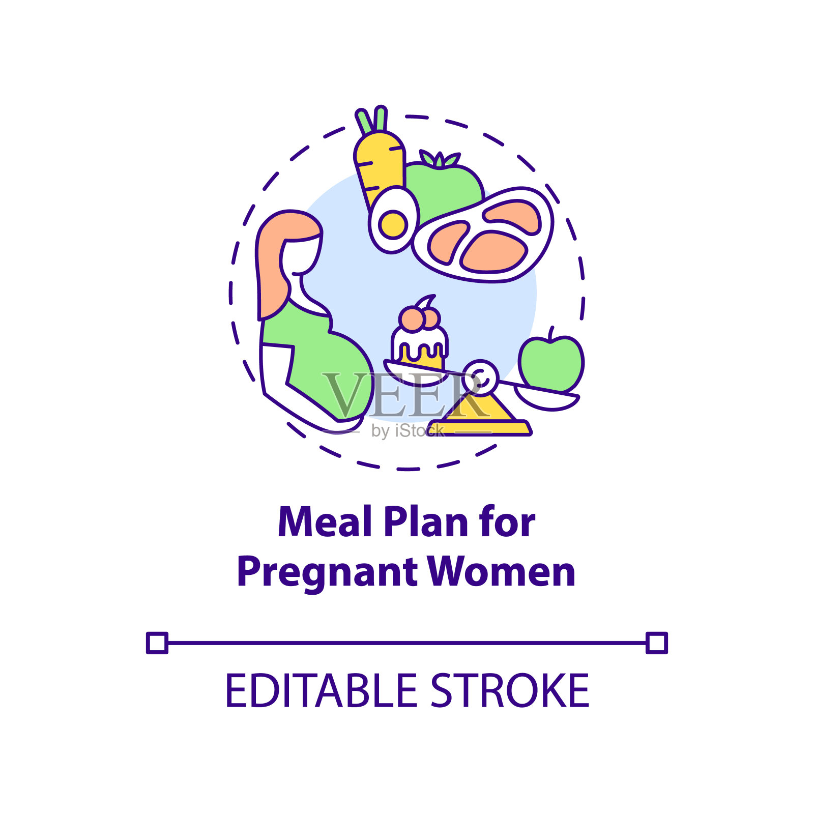孕妇膳食计划概念图标插画图片素材