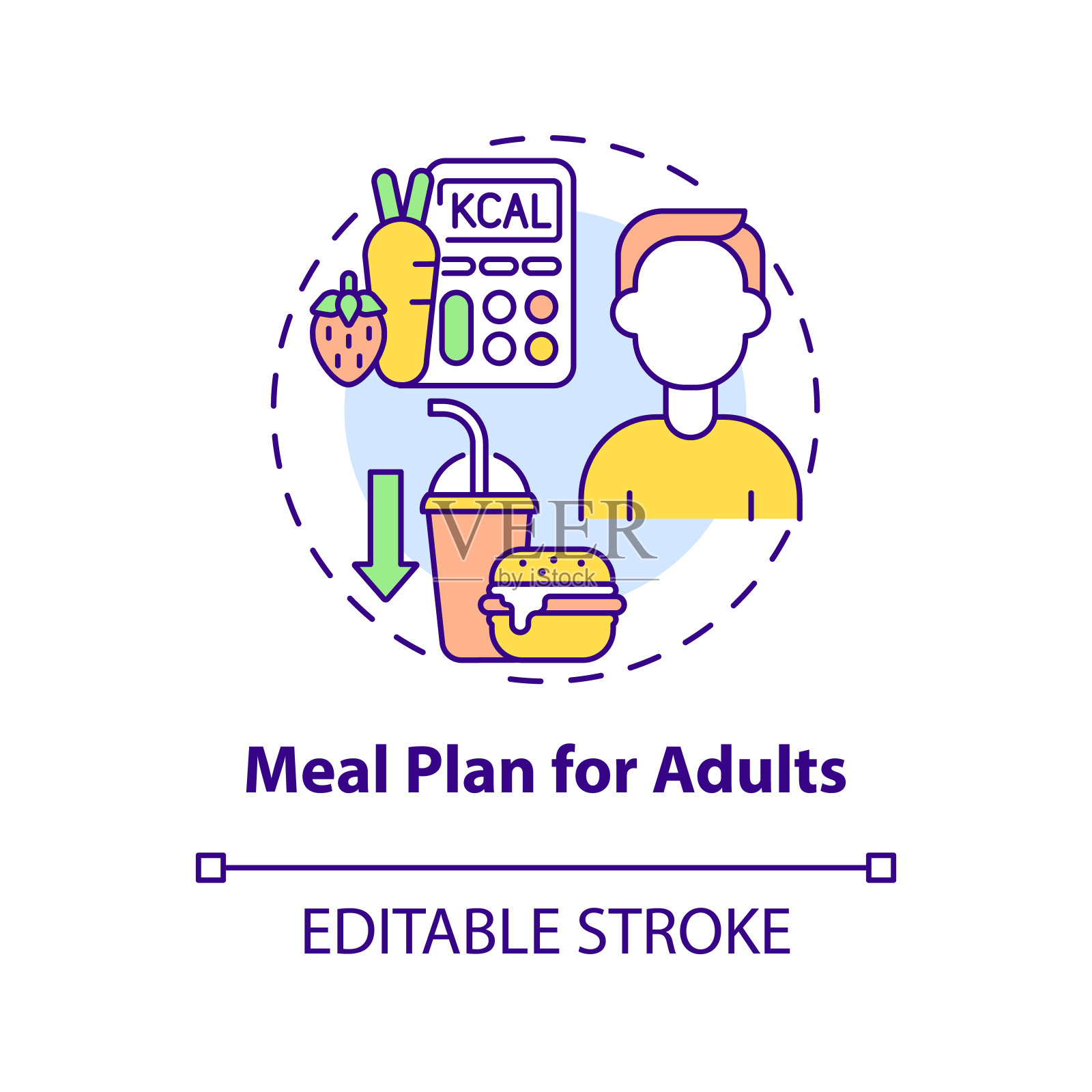 成人膳食计划概念图标插画图片素材